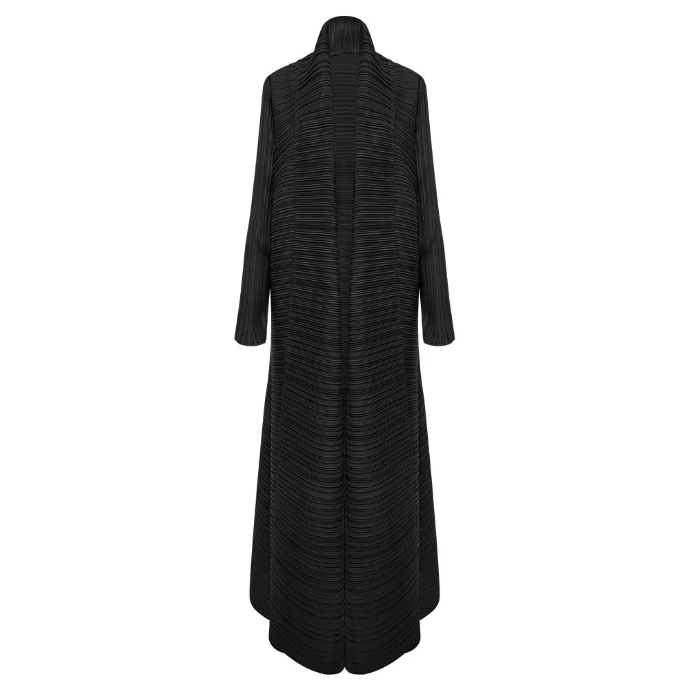Miyake Pleated Turndown Collar Long Sleeve Cardigan Dress Long Coats Women New Abaya Fashion Solid Loose Large Size Clothes