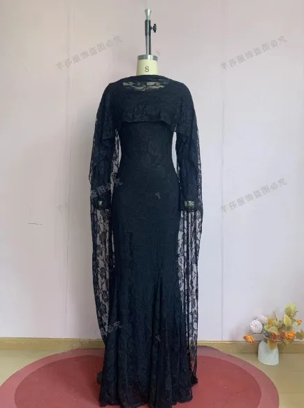 Long Dress Women Lace Dresses A Line Vestidos Round Neck Full Sleeve Hip Wrap Shawl Mermaid Elegant Slim Evening Wedding 2026
