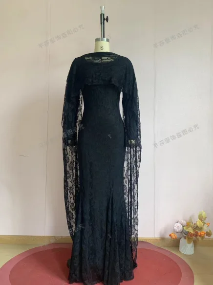 Long Dress Women Lace Dresses A Line Vestidos Round Neck Full Sleeve Hip Wrap Shawl Mermaid Elegant Slim Evening Wedding 2026