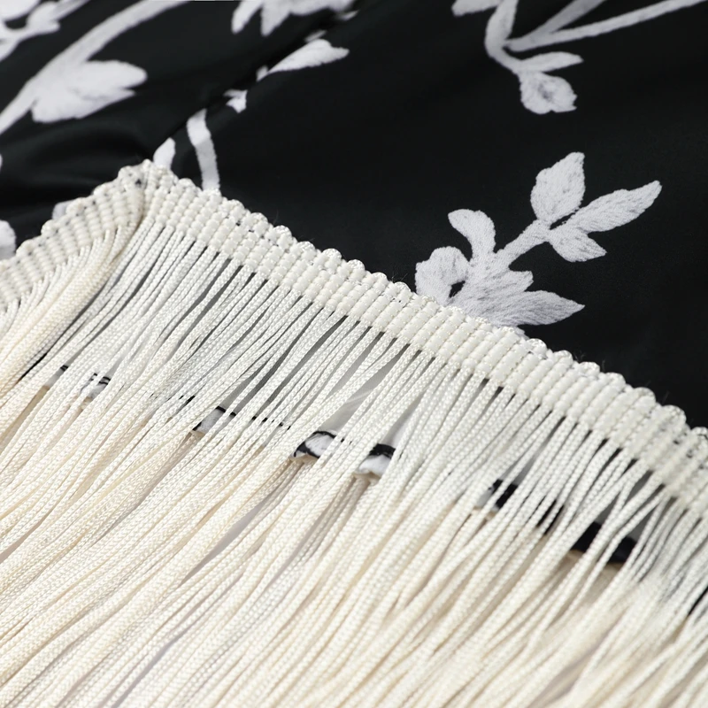 Vintage Print Tassel Asymmetrical Long Dress Women Halter Sleeveless Backless Female Party Dresses Spring Summer Lady Chic Robe