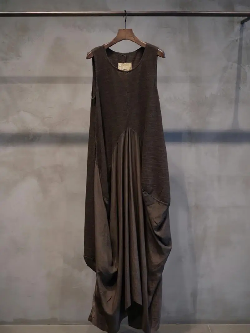 French Retro Vest Dress Summer Loose Cotton Patchwork Silk Suspender Dresses Women Irregular Flower Bud Vestidos