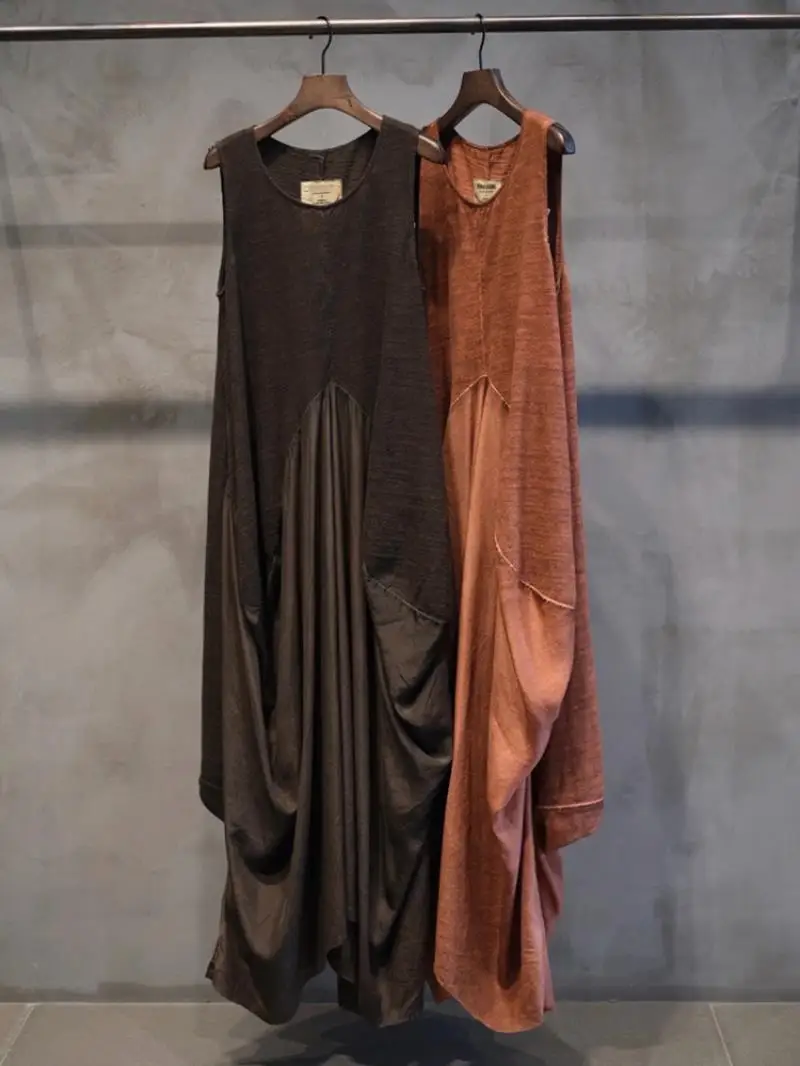 French Retro Vest Dress Summer Loose Cotton Patchwork Silk Suspender Dresses Women Irregular Flower Bud Vestidos
