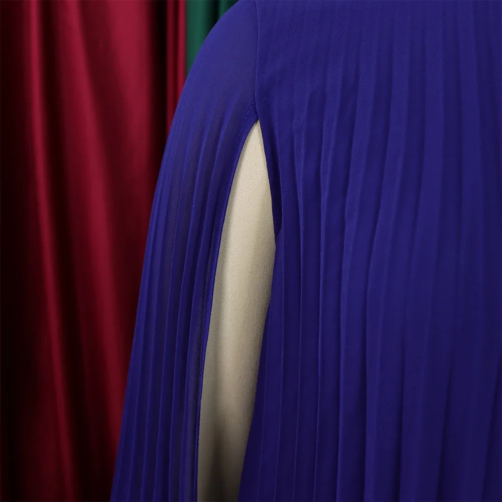 Chiffon Dress for Women Elegant 2024 New Round Neck Batwing Sleeve Loose Knee Length Luxury African Birthday Party Dinner Dress