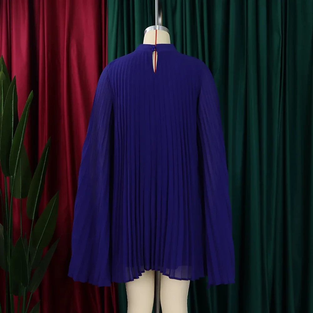 Chiffon Dress for Women Elegant 2024 New Round Neck Batwing Sleeve Loose Knee Length Luxury African Birthday Party Dinner Dress