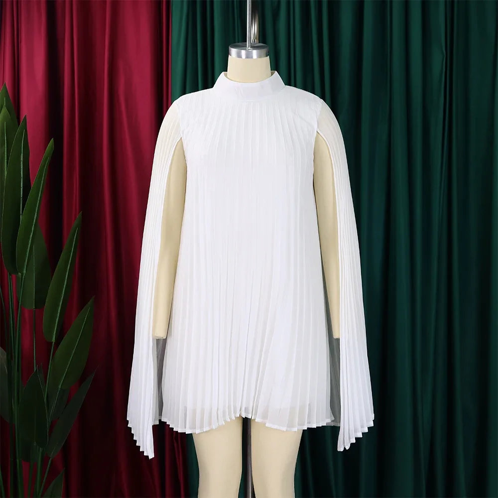 Chiffon Dress for Women Elegant 2024 New Round Neck Batwing Sleeve Loose Knee Length Luxury African Birthday Party Dinner Dress