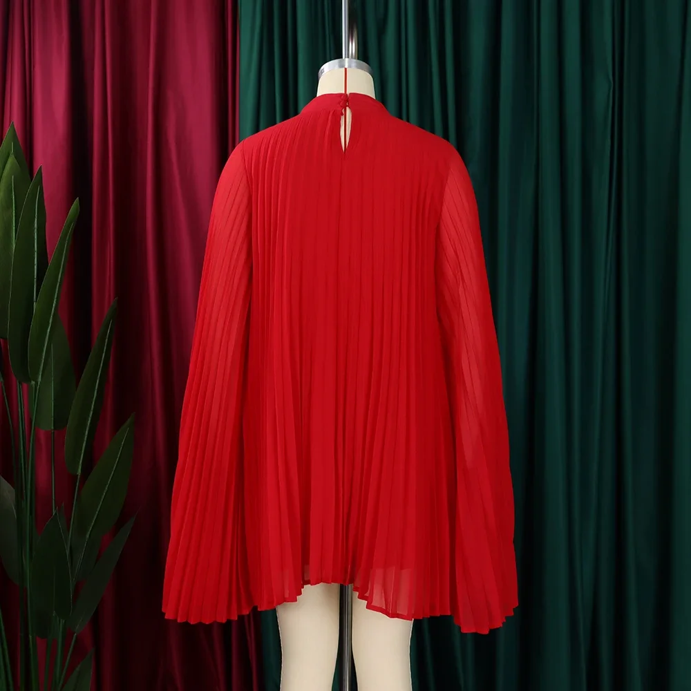 Chiffon Dress for Women Elegant 2024 New Round Neck Batwing Sleeve Loose Knee Length Luxury African Birthday Party Dinner Dress