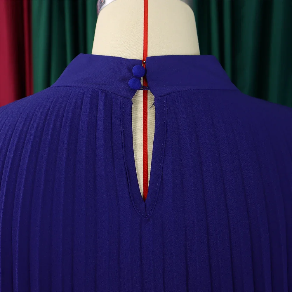 Chiffon Dress for Women Elegant 2024 New Round Neck Batwing Sleeve Loose Knee Length Luxury African Birthday Party Dinner Dress