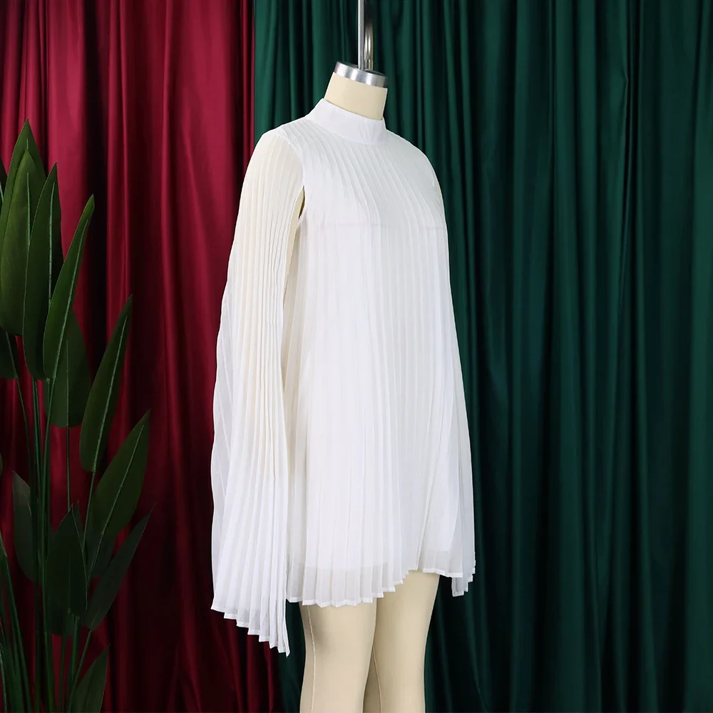 Chiffon Dress for Women Elegant 2024 New Round Neck Batwing Sleeve Loose Knee Length Luxury African Birthday Party Dinner Dress
