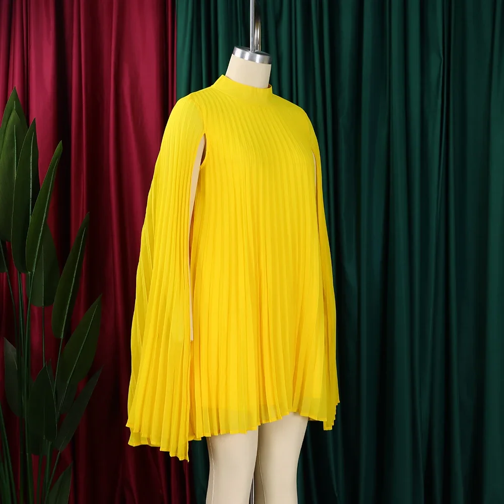Chiffon Dress for Women Elegant 2024 New Round Neck Batwing Sleeve Loose Knee Length Luxury African Birthday Party Dinner Dress