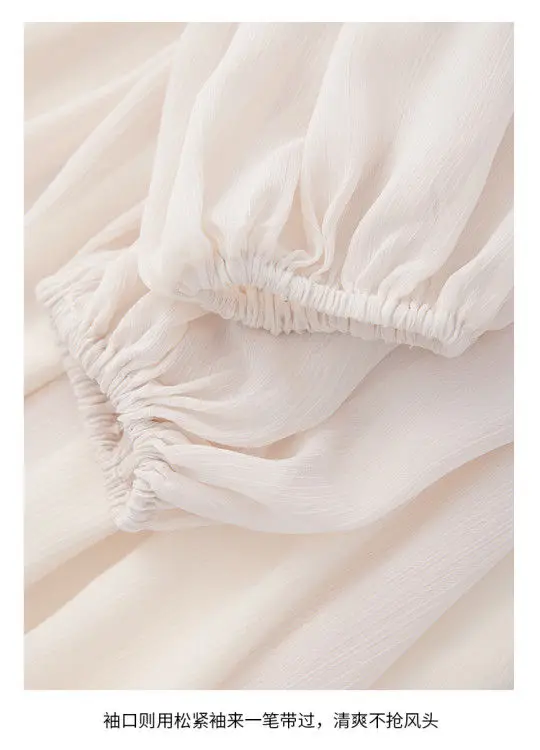 2026 French gentle long dress fairy temperament skirt waist square collar new high-end chiffon long-sleeved dress women
