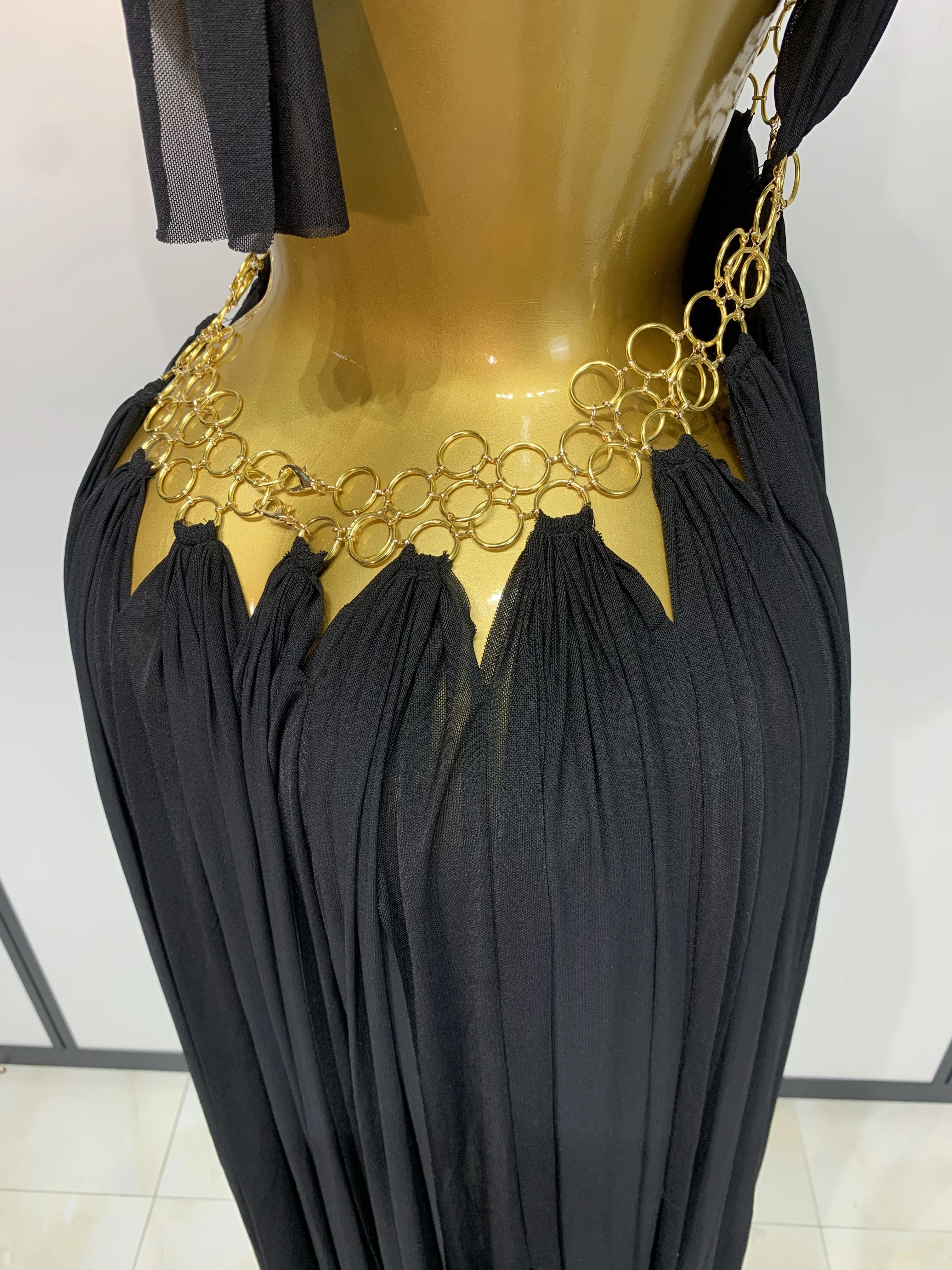 Women Sexy Hollow Out Backless Long Dress Nightclub Bar Stage Performance Costume Eveing Birthday Party Homecoming Dress
