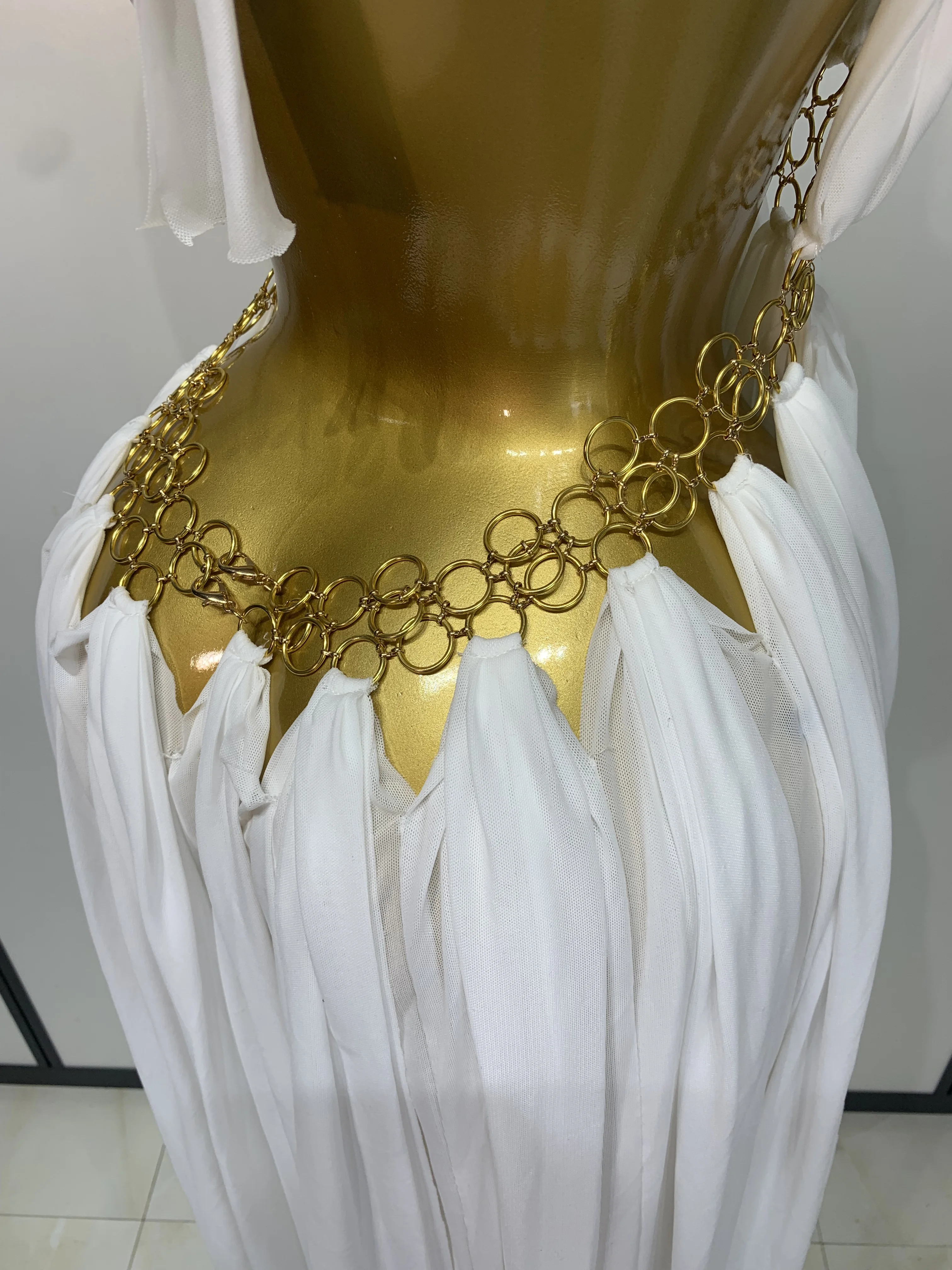 Women Sexy Hollow Out Backless Long Dress Nightclub Bar Stage Performance Costume Eveing Birthday Party Homecoming Dress