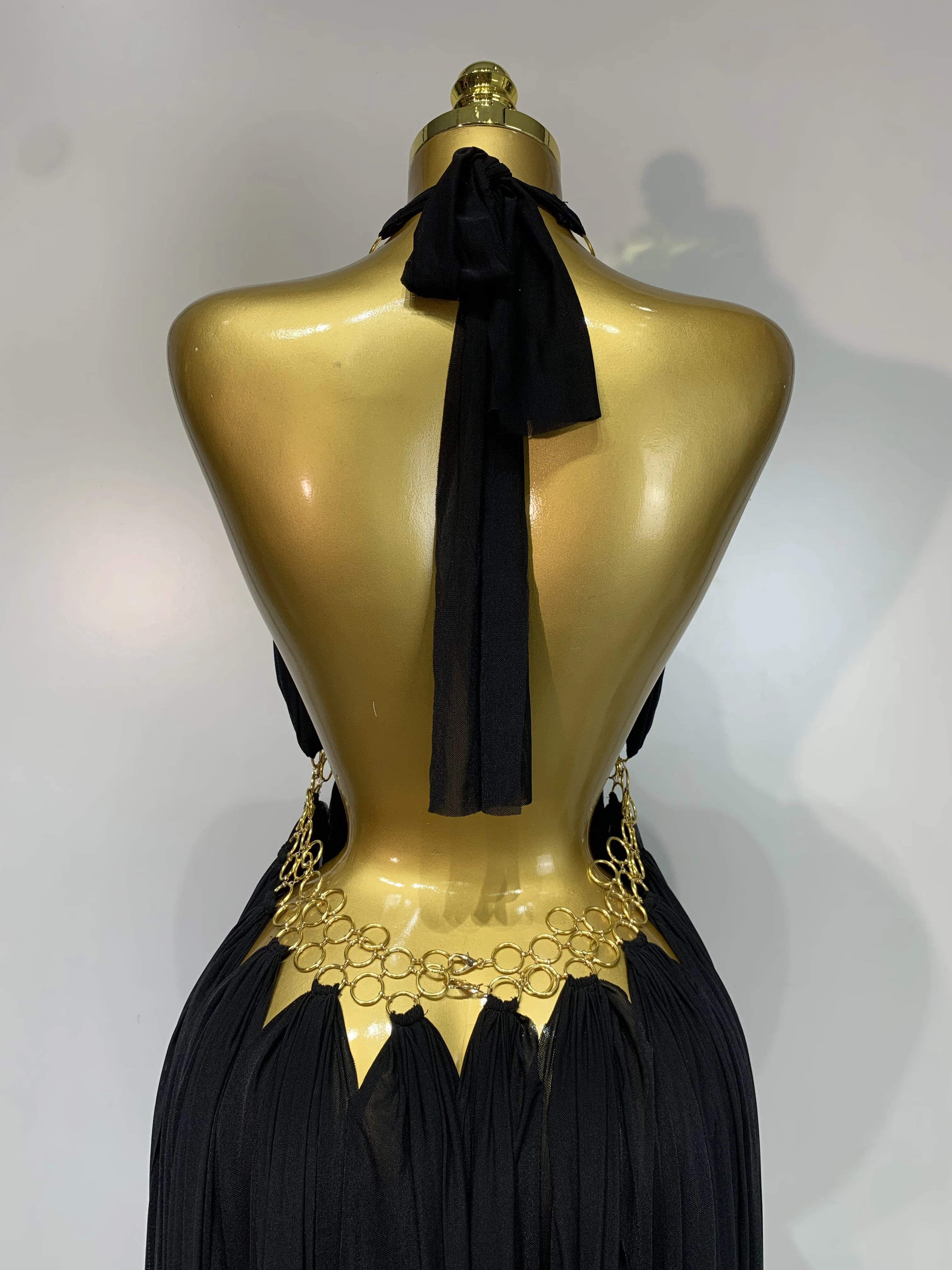 Women Sexy Hollow Out Backless Long Dress Nightclub Bar Stage Performance Costume Eveing Birthday Party Homecoming Dress