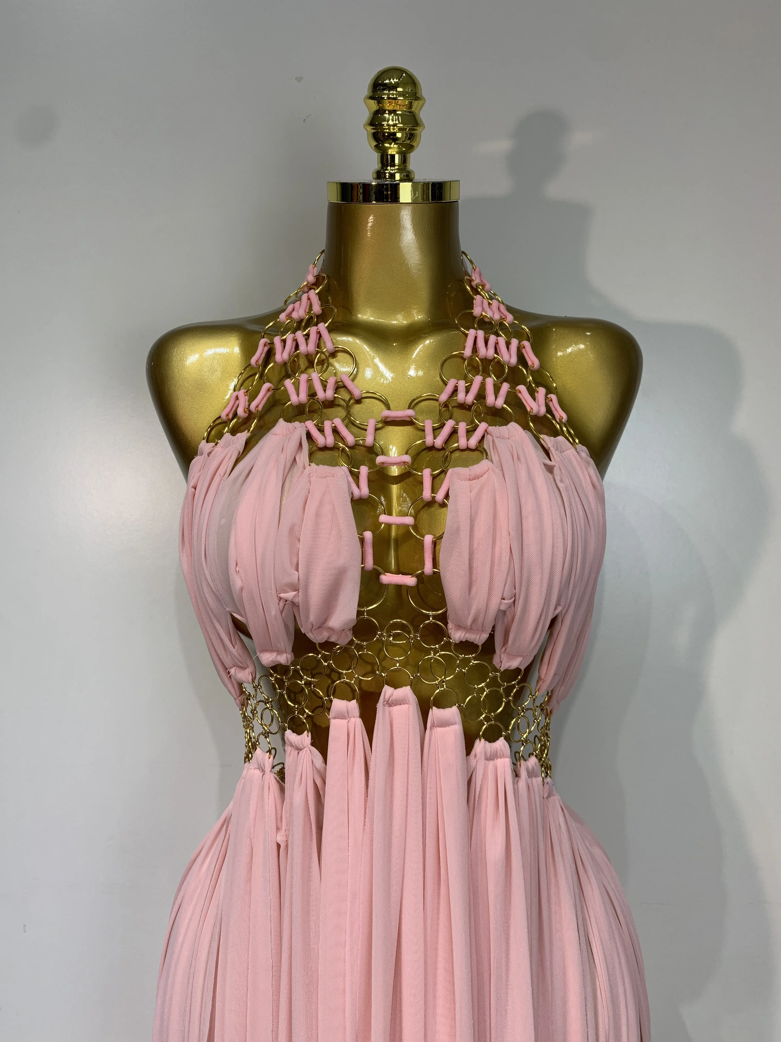 Women Sexy Hollow Out Backless Long Dress Nightclub Bar Stage Performance Costume Eveing Birthday Party Homecoming Dress