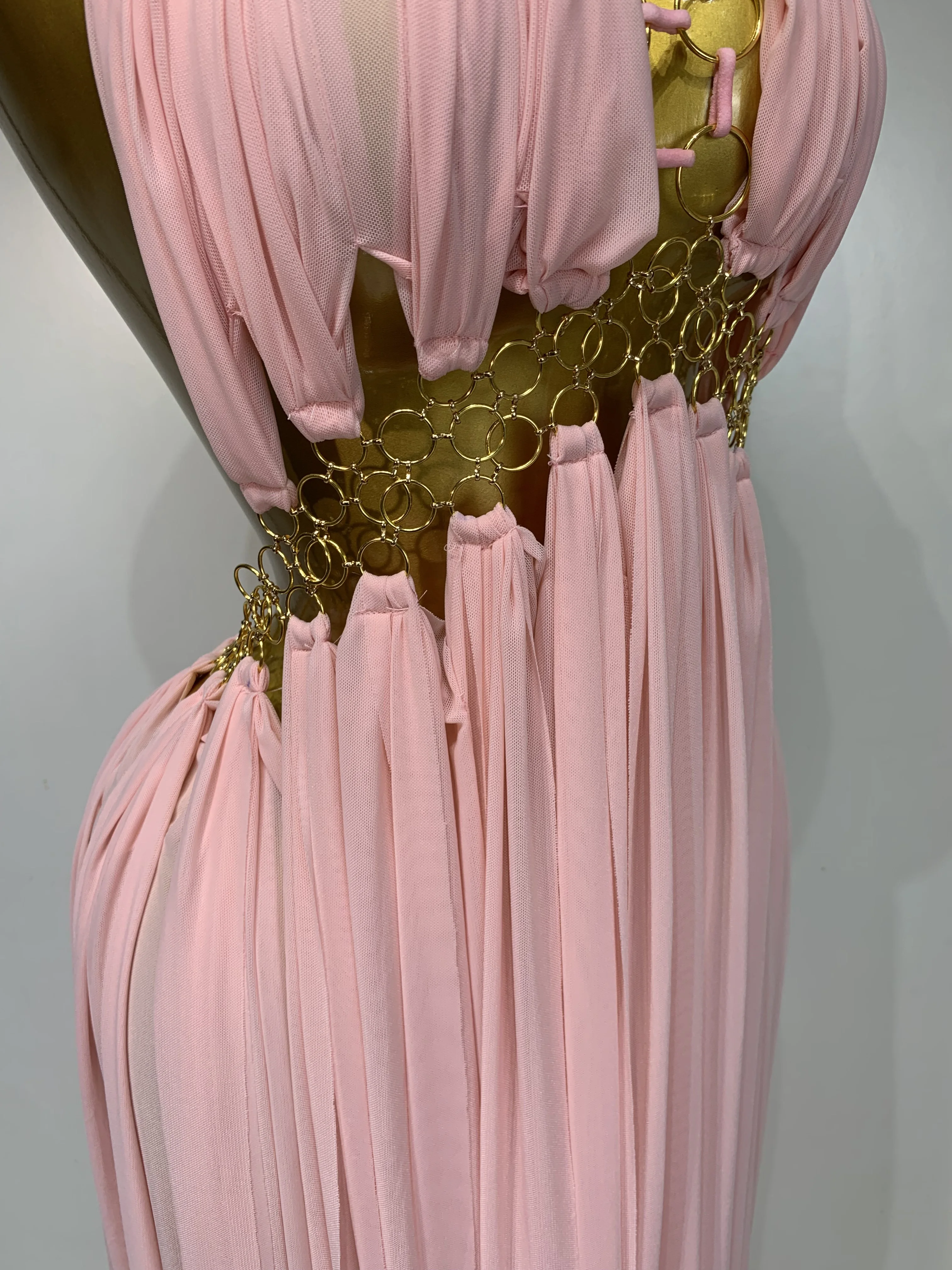 Women Sexy Hollow Out Backless Long Dress Nightclub Bar Stage Performance Costume Eveing Birthday Party Homecoming Dress