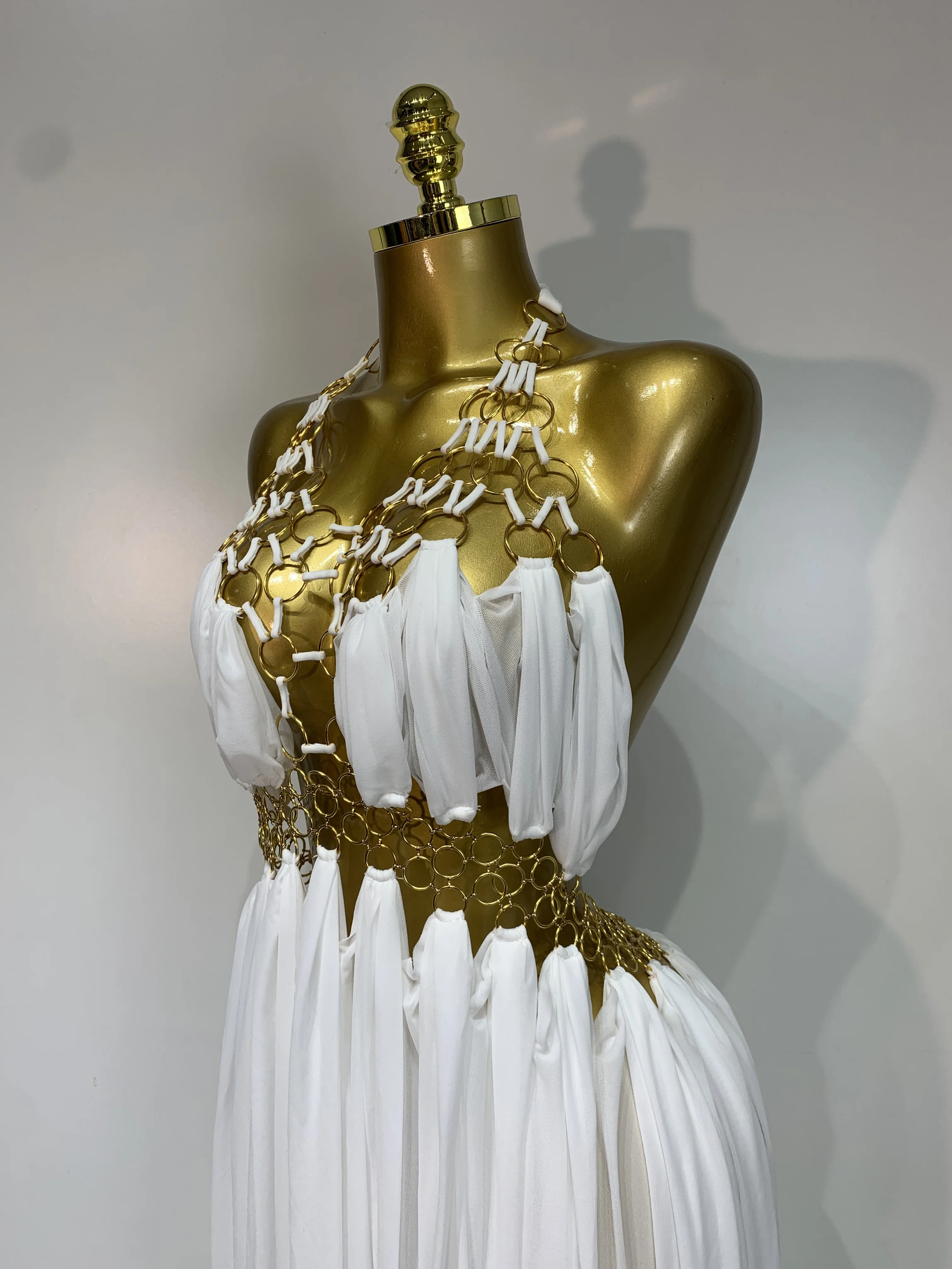 Women Sexy Hollow Out Backless Long Dress Nightclub Bar Stage Performance Costume Eveing Birthday Party Homecoming Dress