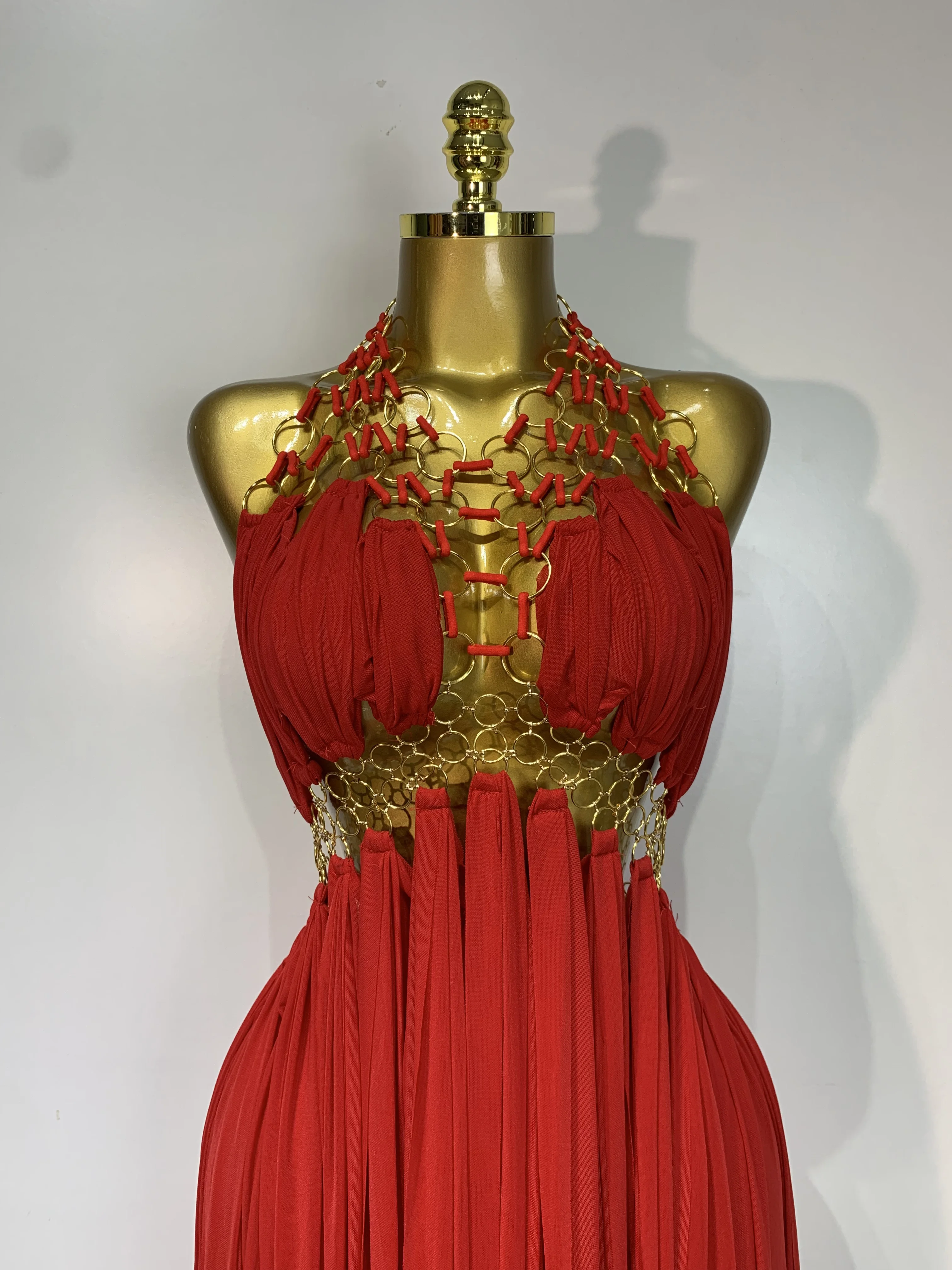 Women Sexy Hollow Out Backless Long Dress Nightclub Bar Stage Performance Costume Eveing Birthday Party Homecoming Dress