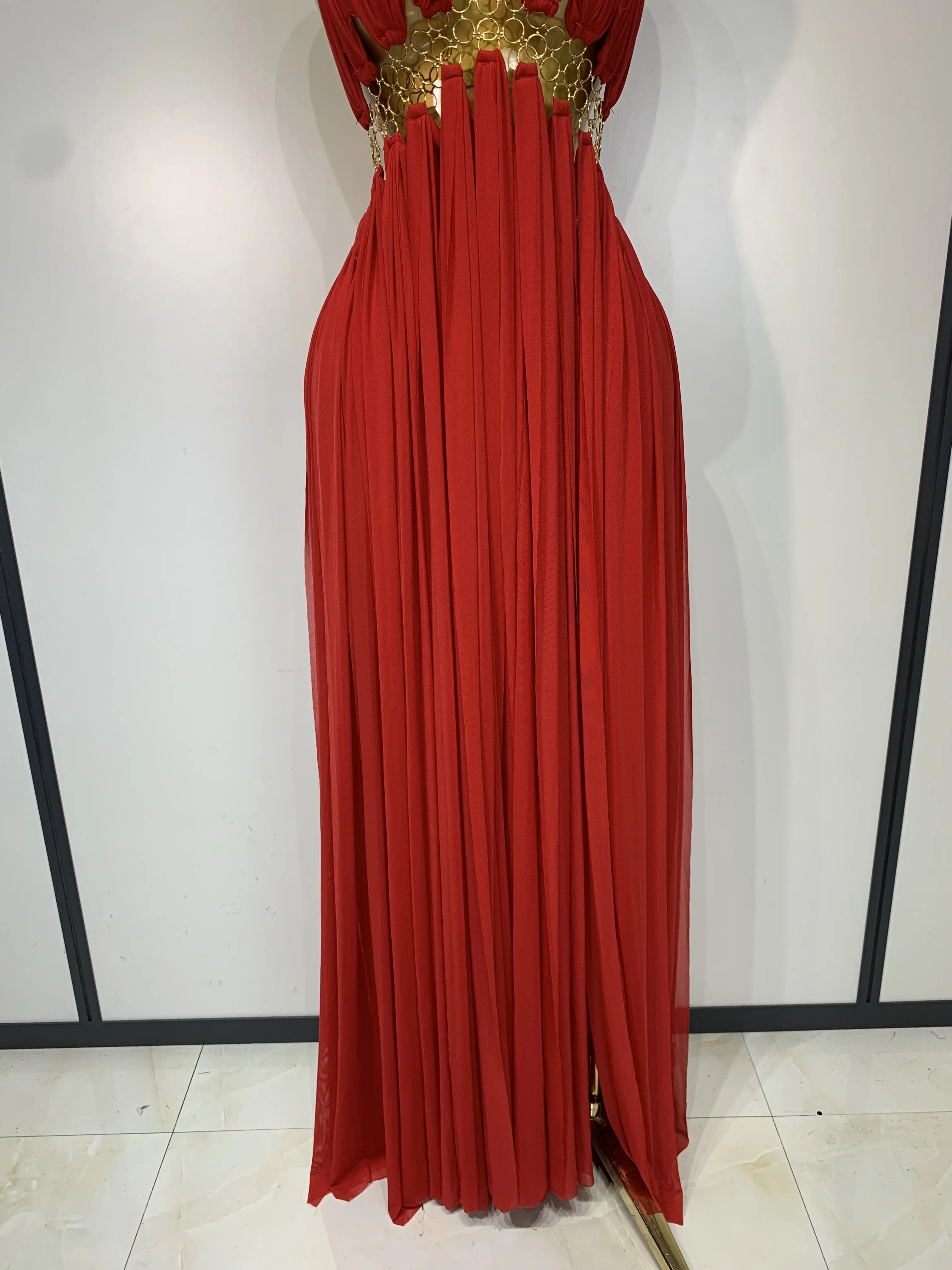 Women Sexy Hollow Out Backless Long Dress Nightclub Bar Stage Performance Costume Eveing Birthday Party Homecoming Dress