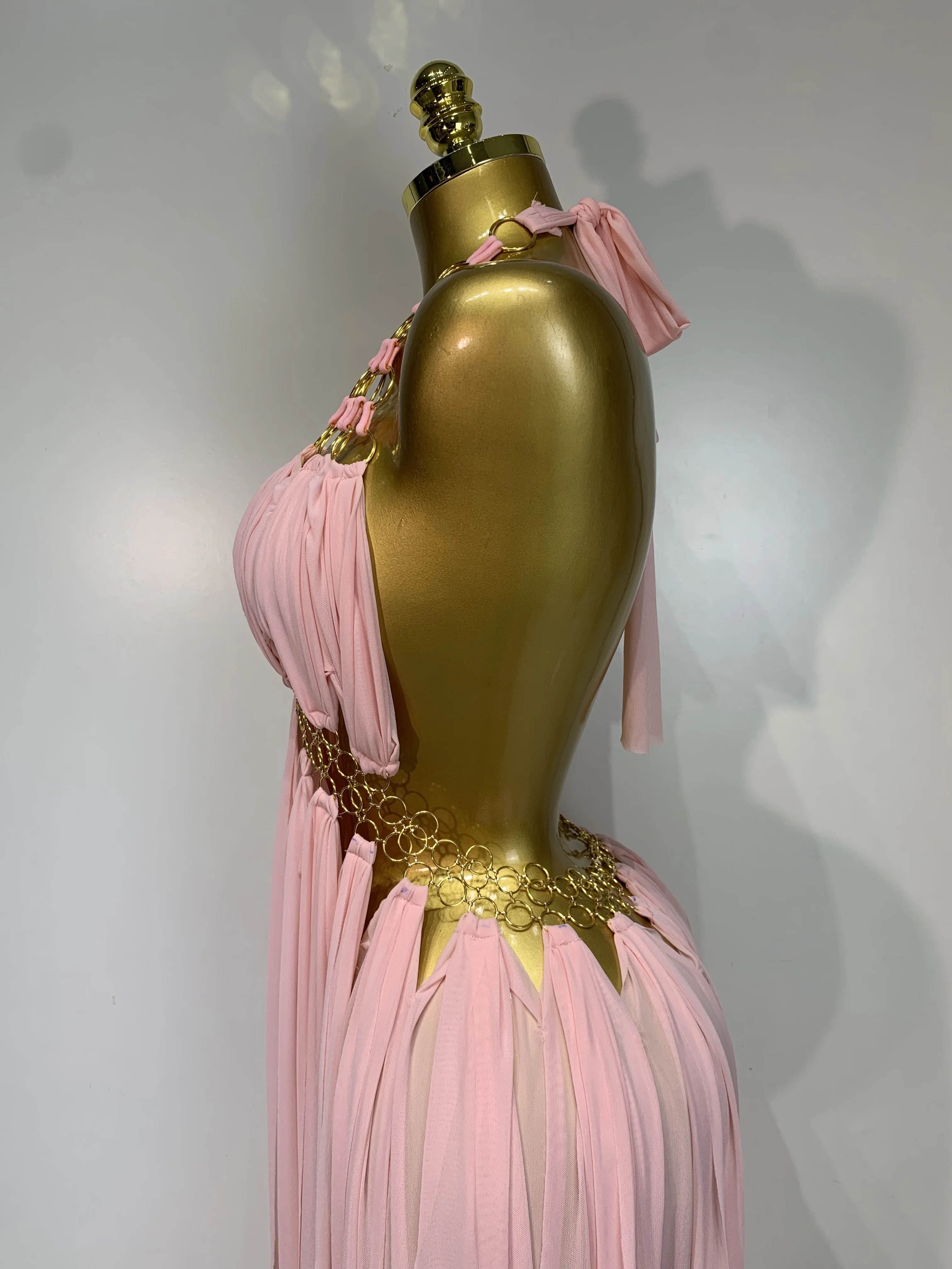 Women Sexy Hollow Out Backless Long Dress Nightclub Bar Stage Performance Costume Eveing Birthday Party Homecoming Dress