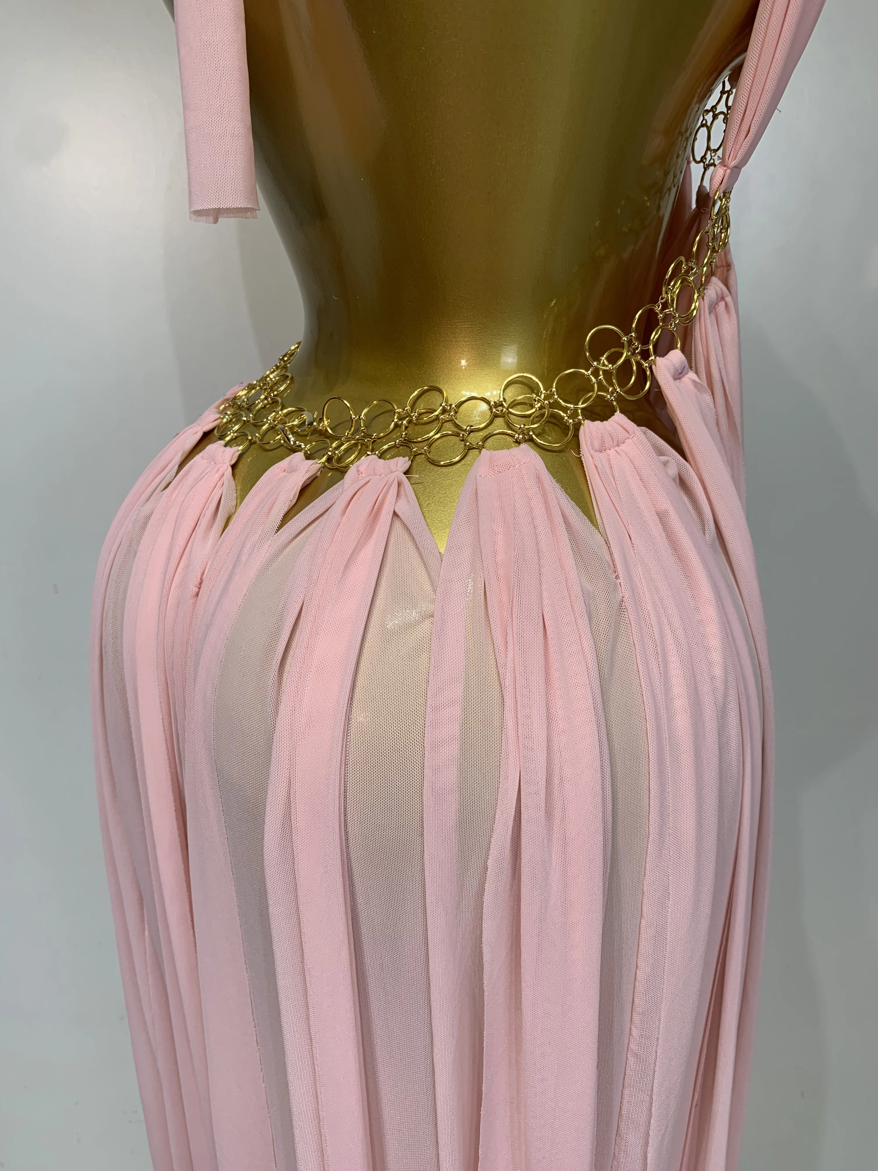 Women Sexy Hollow Out Backless Long Dress Nightclub Bar Stage Performance Costume Eveing Birthday Party Homecoming Dress