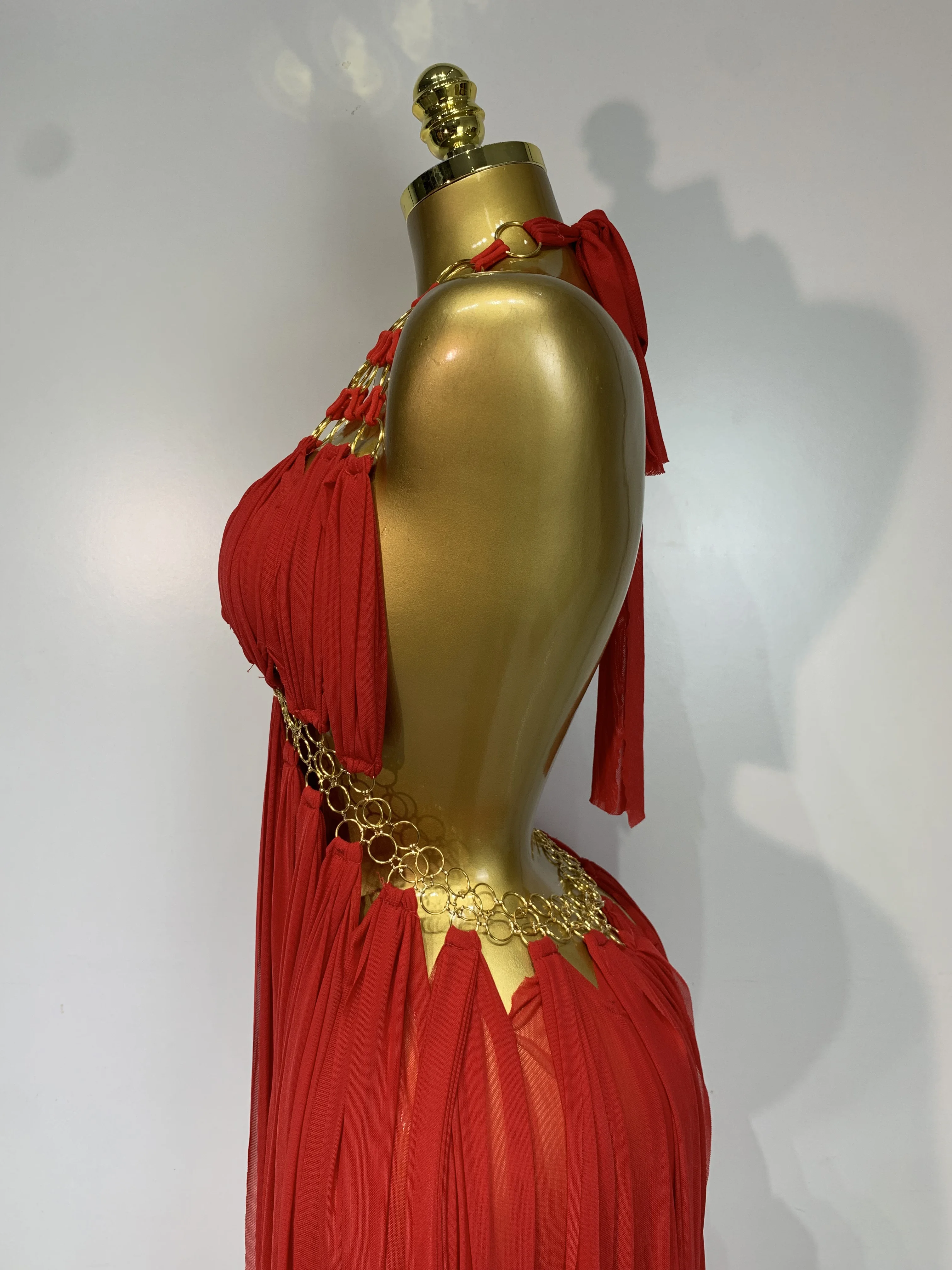 Women Sexy Hollow Out Backless Long Dress Nightclub Bar Stage Performance Costume Eveing Birthday Party Homecoming Dress