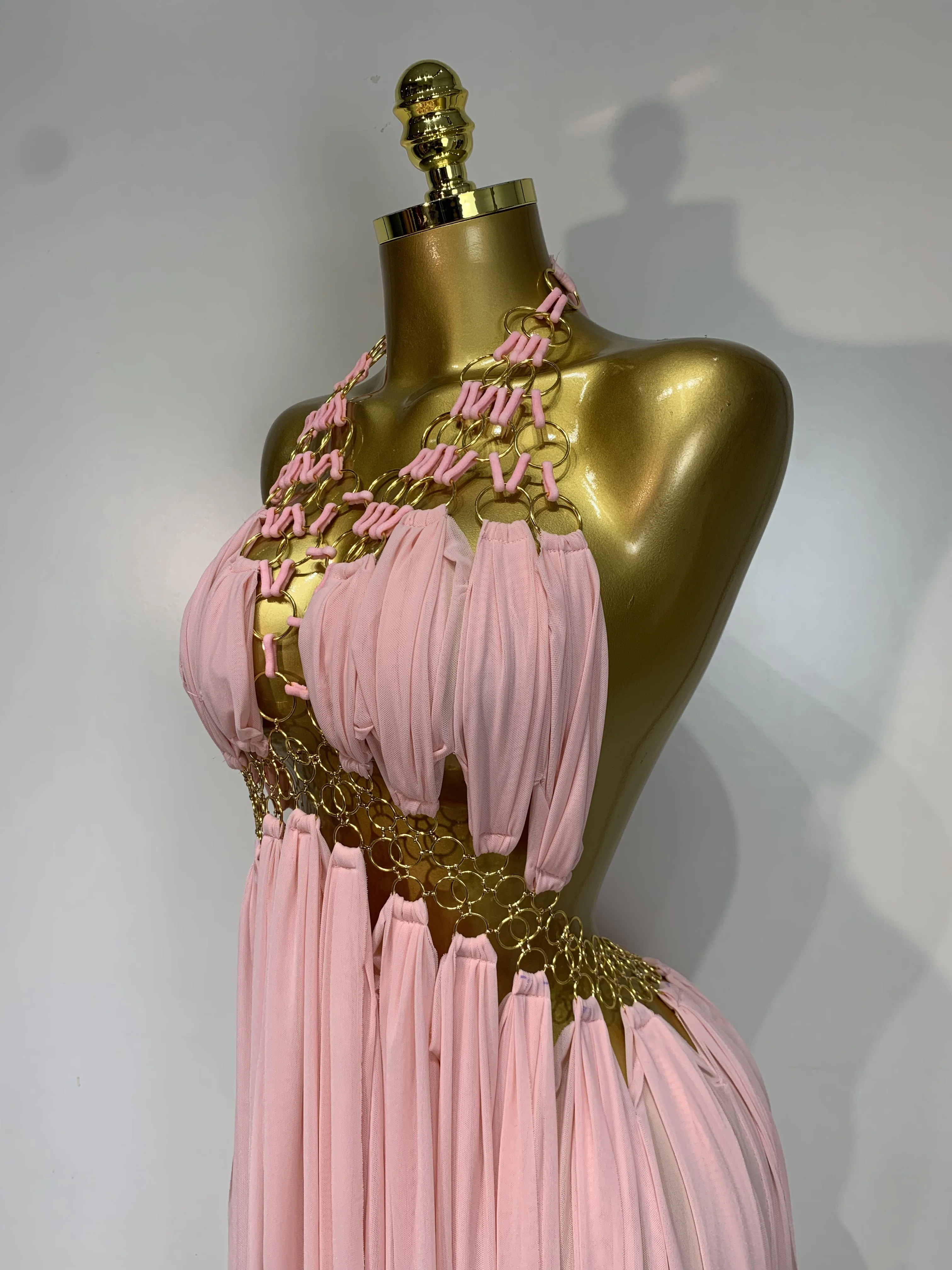 Women Sexy Hollow Out Backless Long Dress Nightclub Bar Stage Performance Costume Eveing Birthday Party Homecoming Dress