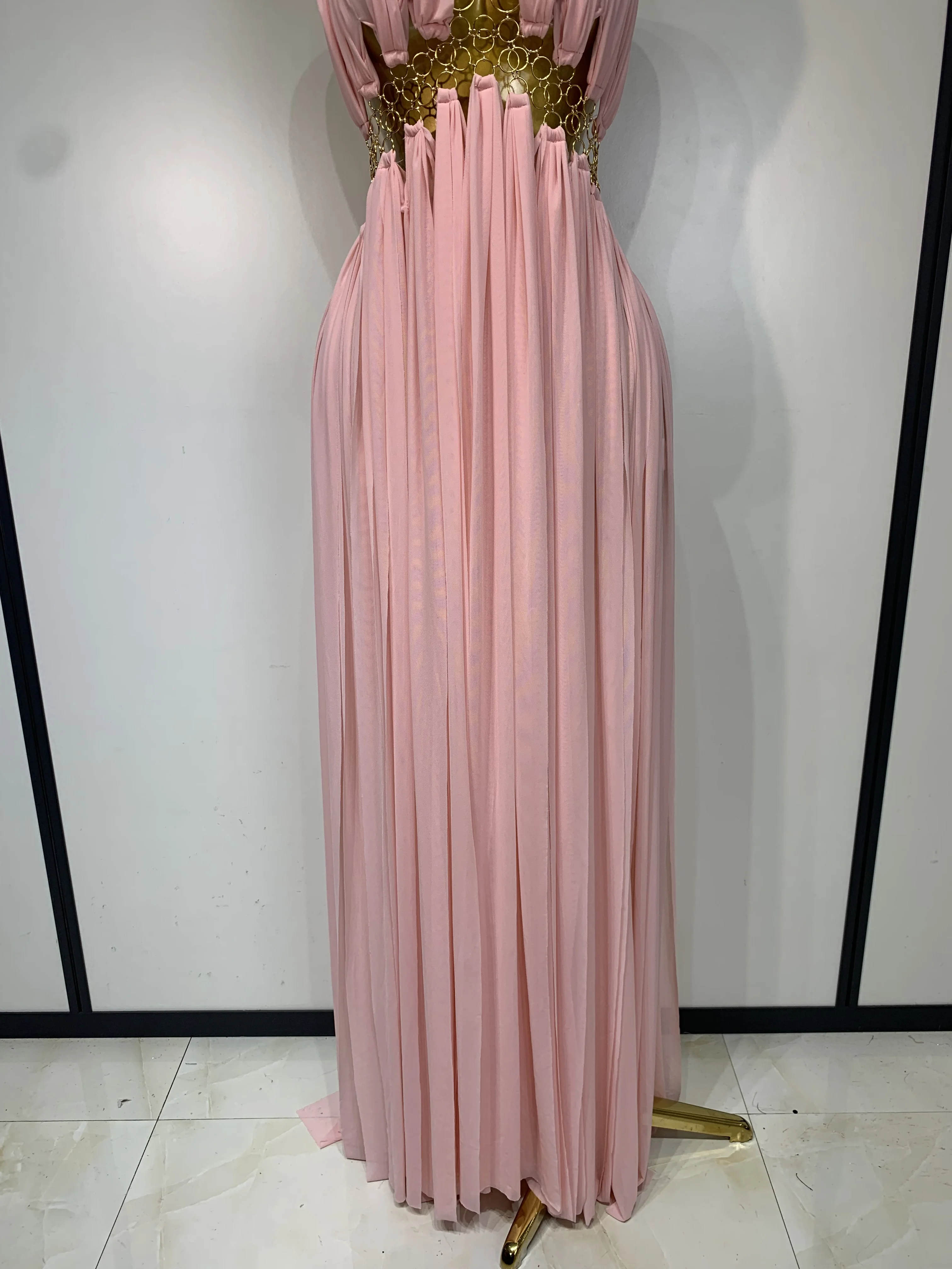 Women Sexy Hollow Out Backless Long Dress Nightclub Bar Stage Performance Costume Eveing Birthday Party Homecoming Dress