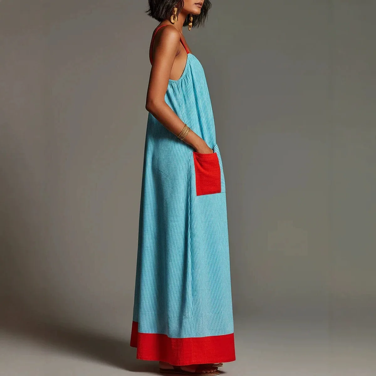 Summer New Elegant Sleeveless Striped Suspender Dress Women's Fashion Boho Casual Office Holiday Party Dresses For Women Robe