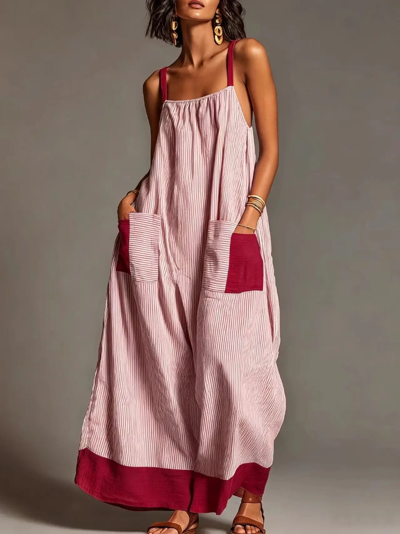 Summer New Elegant Sleeveless Striped Suspender Dress Women's Fashion Boho Casual Office Holiday Party Dresses For Women Robe