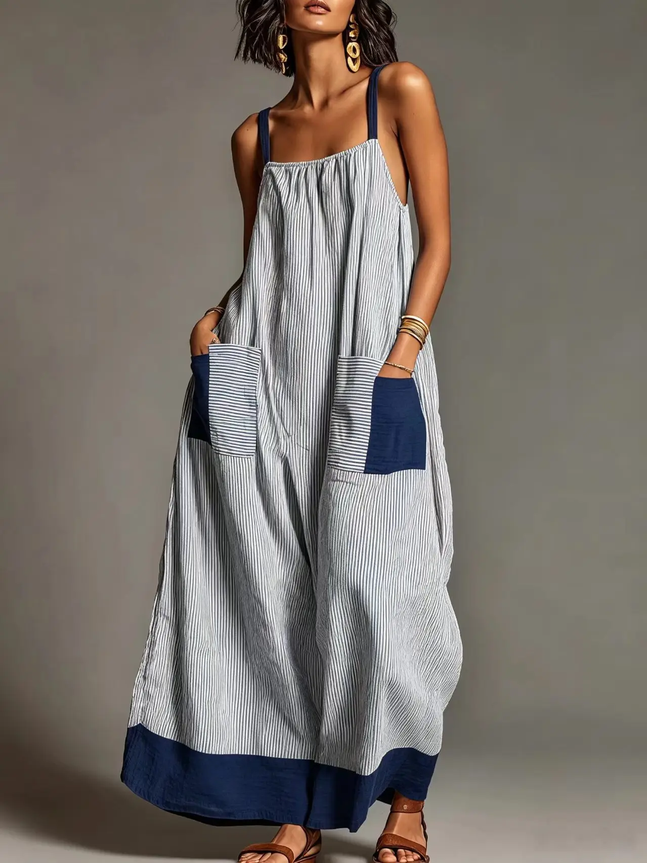 Summer New Elegant Sleeveless Striped Suspender Dress Women's Fashion Boho Casual Office Holiday Party Dresses For Women Robe