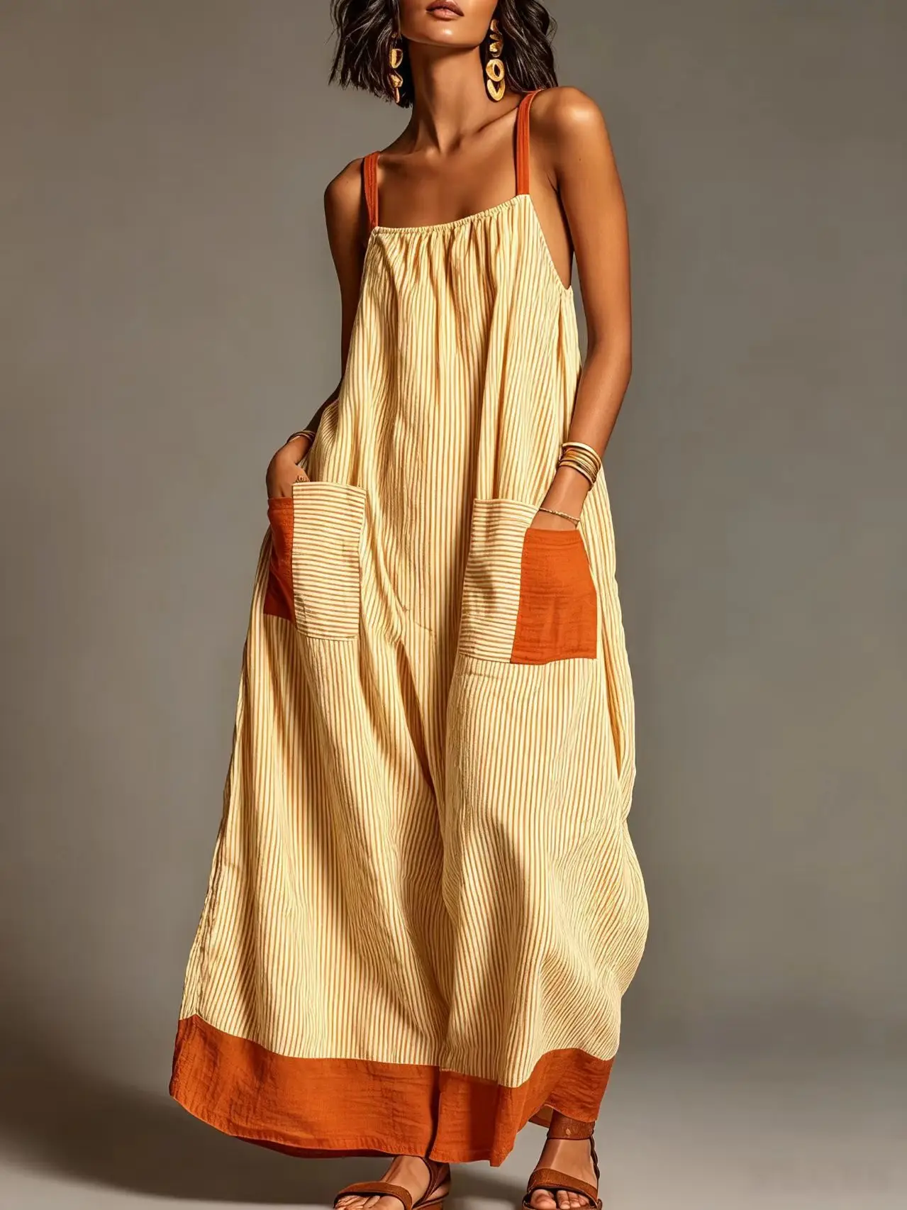 Summer New Elegant Sleeveless Striped Suspender Dress Women's Fashion Boho Casual Office Holiday Party Dresses For Women Robe