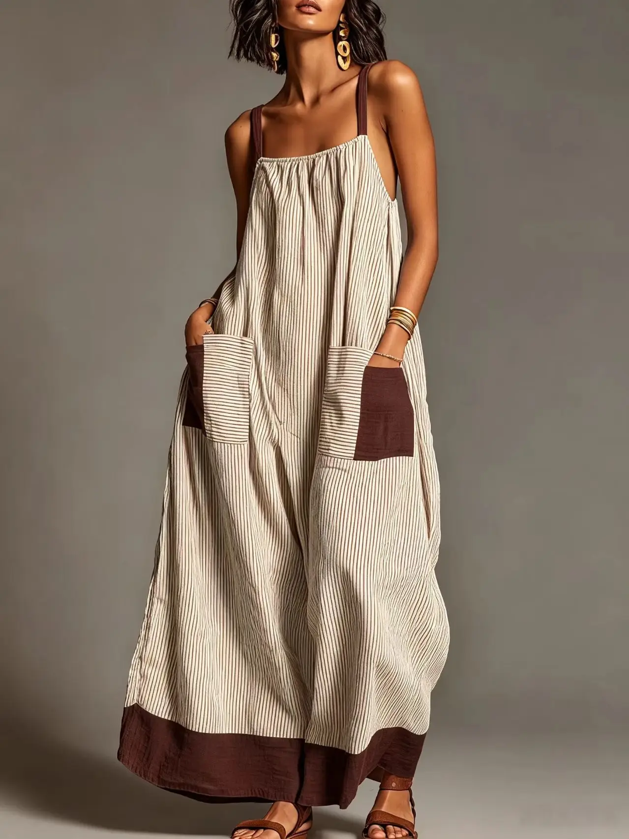Summer New Elegant Sleeveless Striped Suspender Dress Women's Fashion Boho Casual Office Holiday Party Dresses For Women Robe