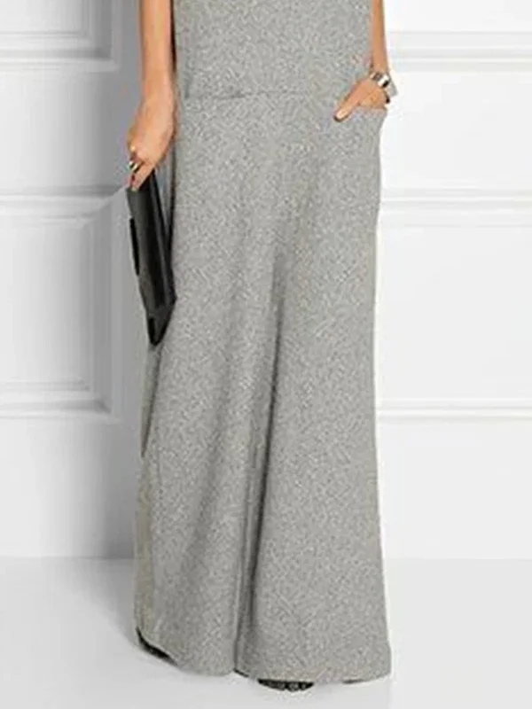 Yeezzi Urban Female Fashion Pockets High Neck Casual Dress 2025 New Short Sleeves Solid Color Loose Office Lady Maxi Dresses