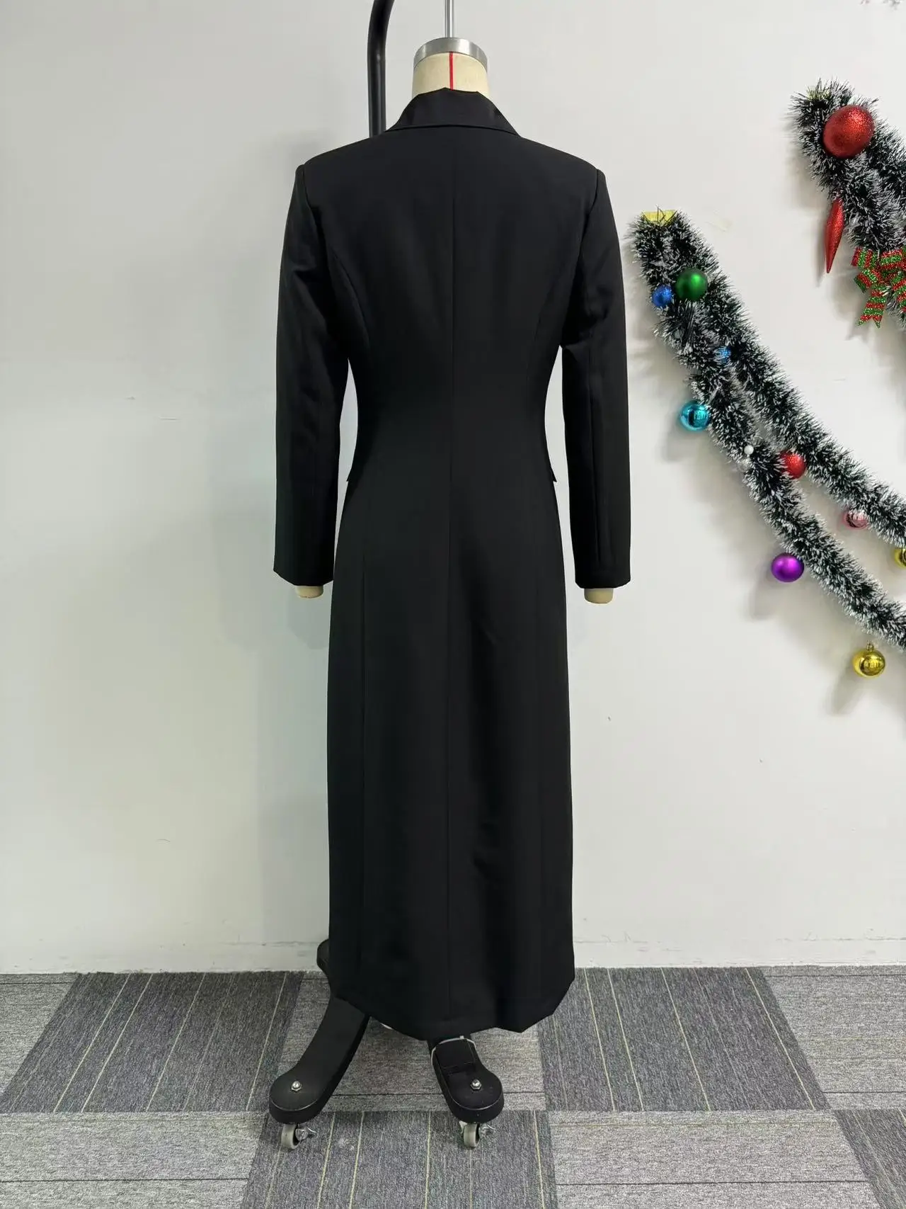 CM.YAYA Fashion Women OL Work Double Breasted Notched Long Sleeve Maxi Dress Spring Sexy Night Elegant Party Street Long Dresses