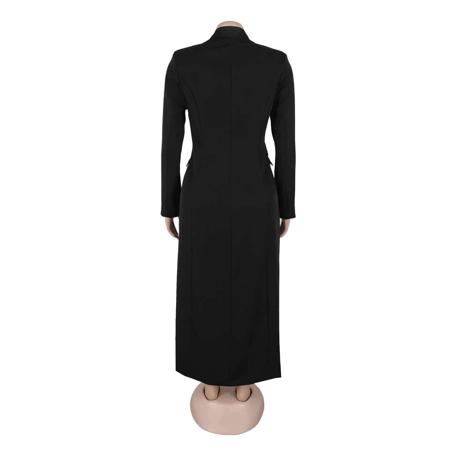 CM.YAYA Fashion Women OL Work Double Breasted Notched Long Sleeve Maxi Dress Spring Sexy Night Elegant Party Street Long Dresses