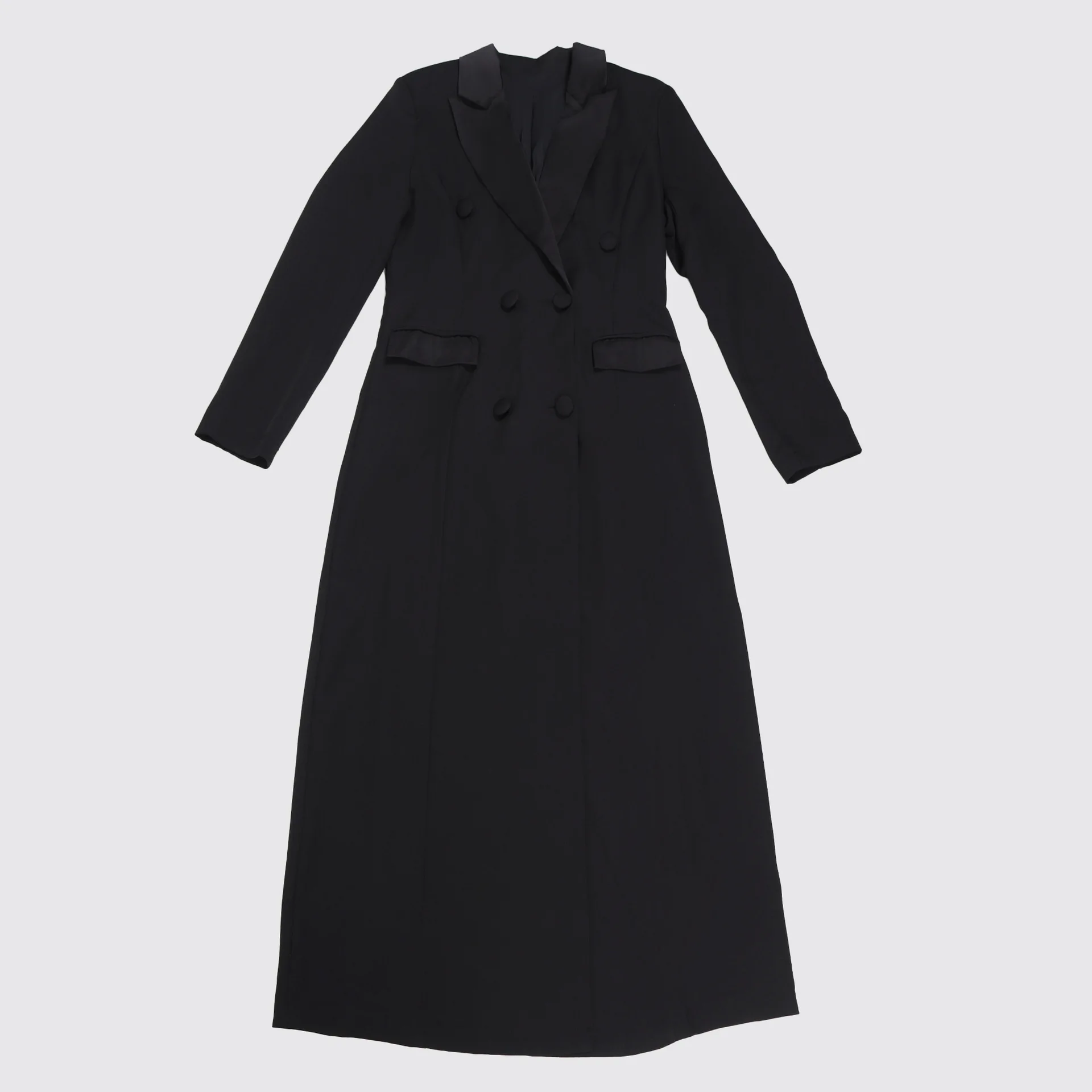 CM.YAYA Fashion Women OL Work Double Breasted Notched Long Sleeve Maxi Dress Spring Sexy Night Elegant Party Street Long Dresses