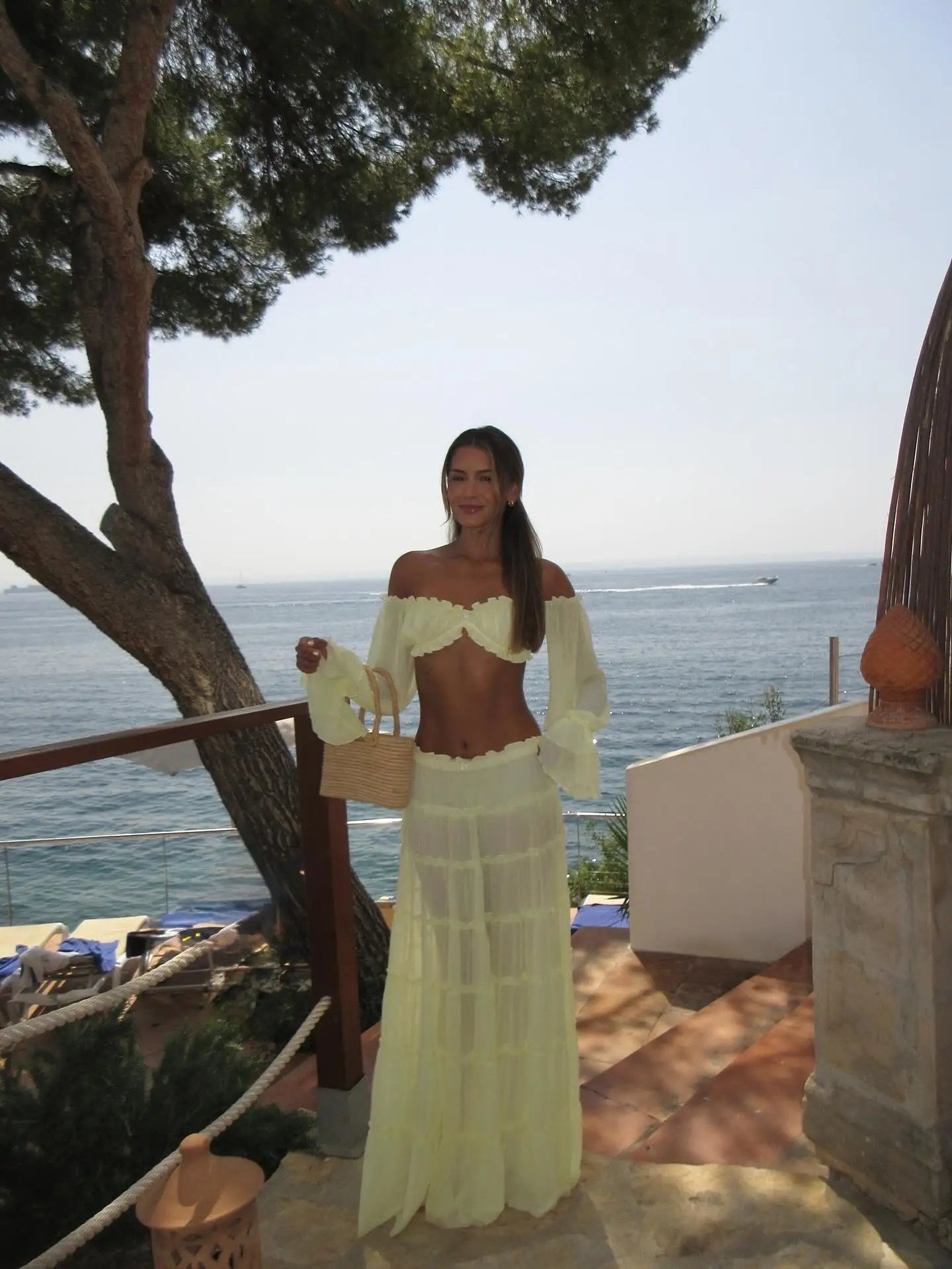 Ruffle Beach Dresses Cover Up Women Long Sleeve Bandeau Dress High Waist Beach Cover ups Summer Bandage Beachwear Dress Clothing