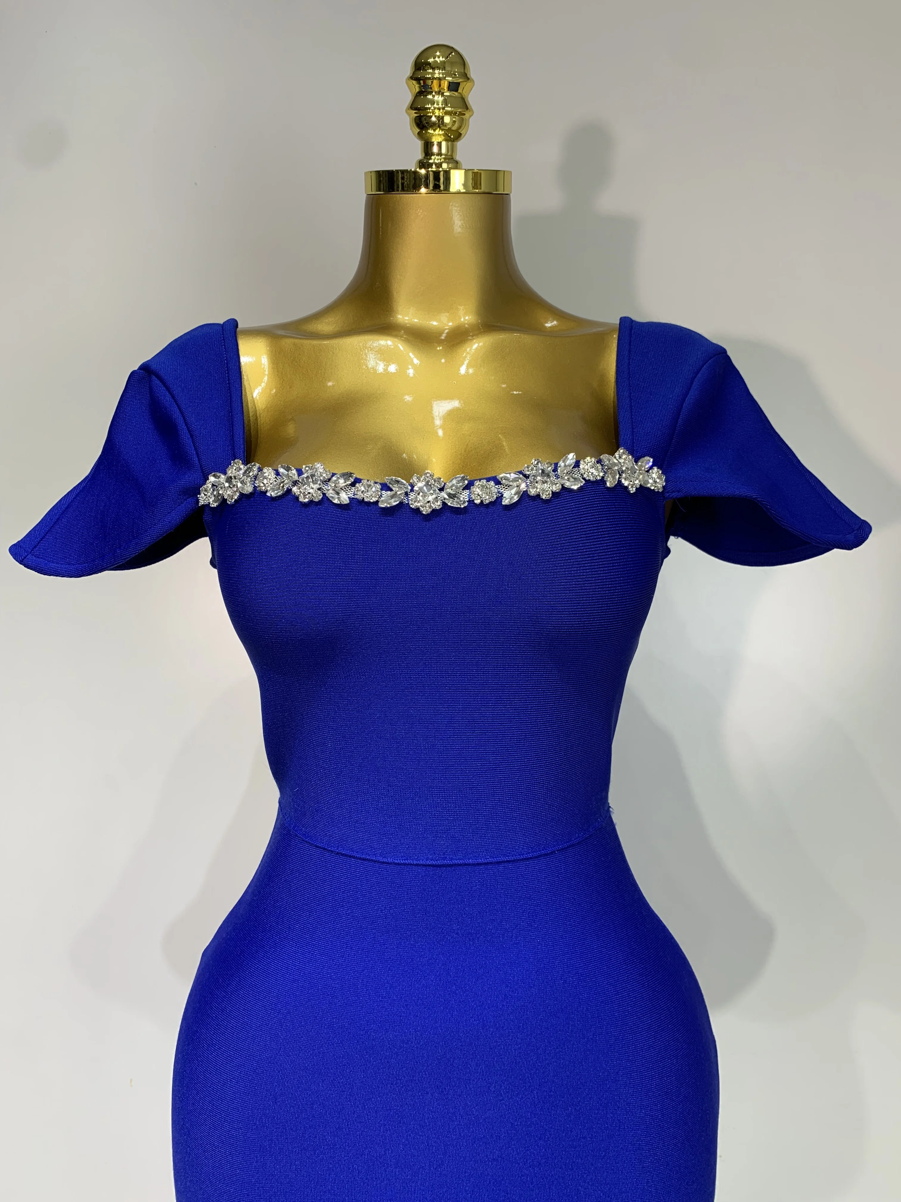 Women Celebrity Sexy Square Collar Bodycon Bandage Long Dress 2025 Luxury Birthday Dresses Knitted Elegant Evening Party Outfit