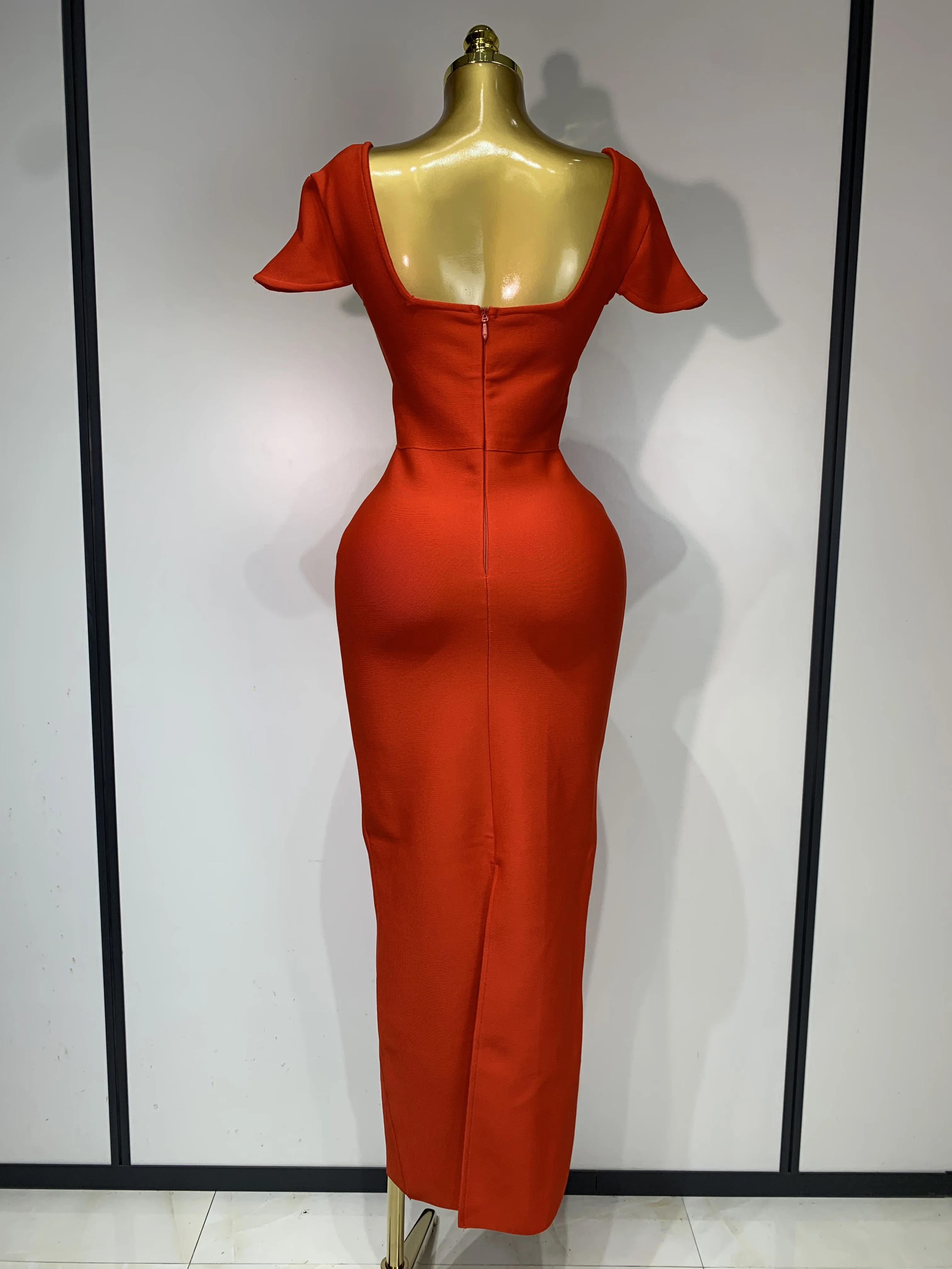 Women Celebrity Sexy Square Collar Bodycon Bandage Long Dress 2025 Luxury Birthday Dresses Knitted Elegant Evening Party Outfit
