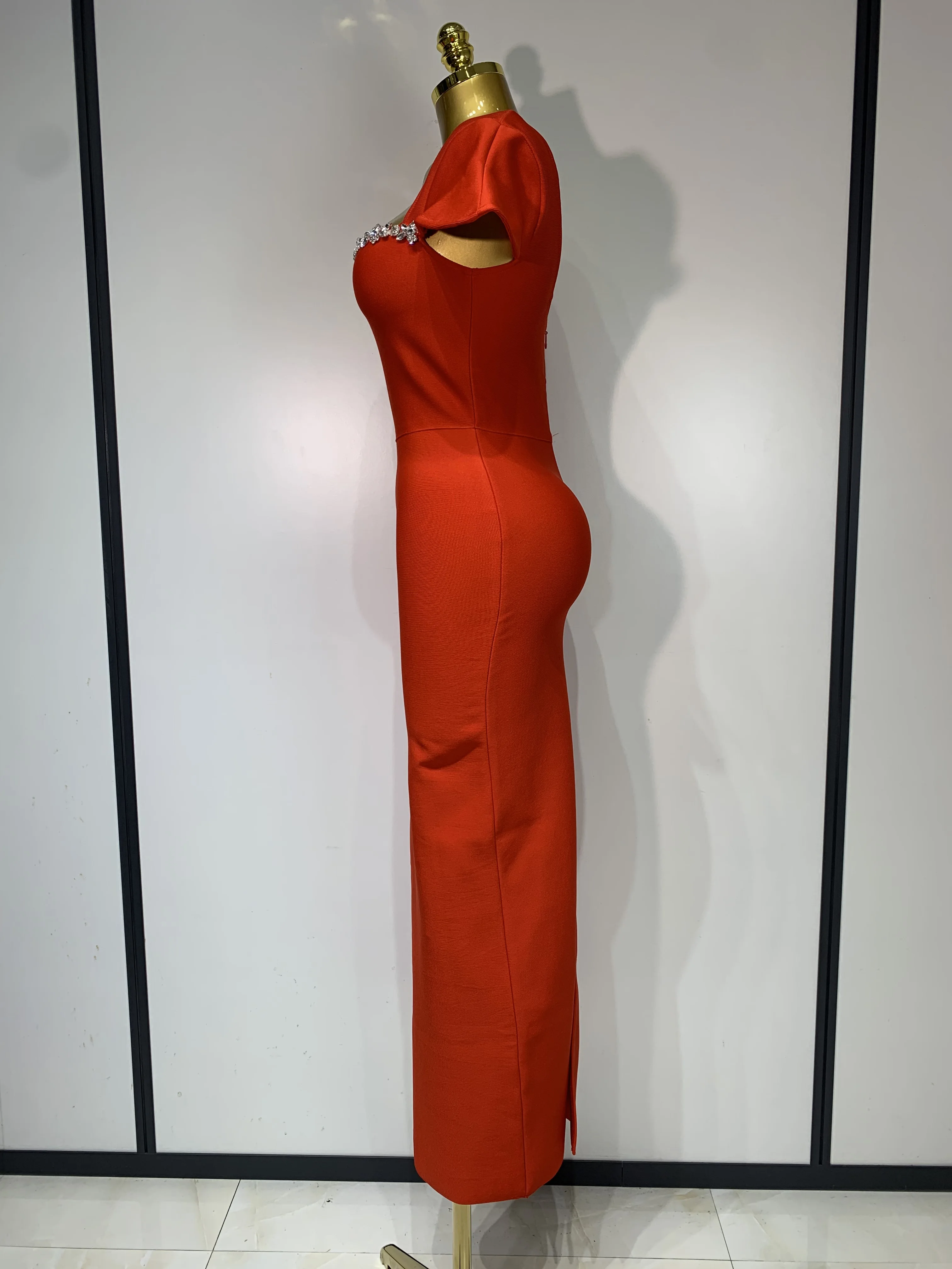 Women Celebrity Sexy Square Collar Bodycon Bandage Long Dress 2025 Luxury Birthday Dresses Knitted Elegant Evening Party Outfit