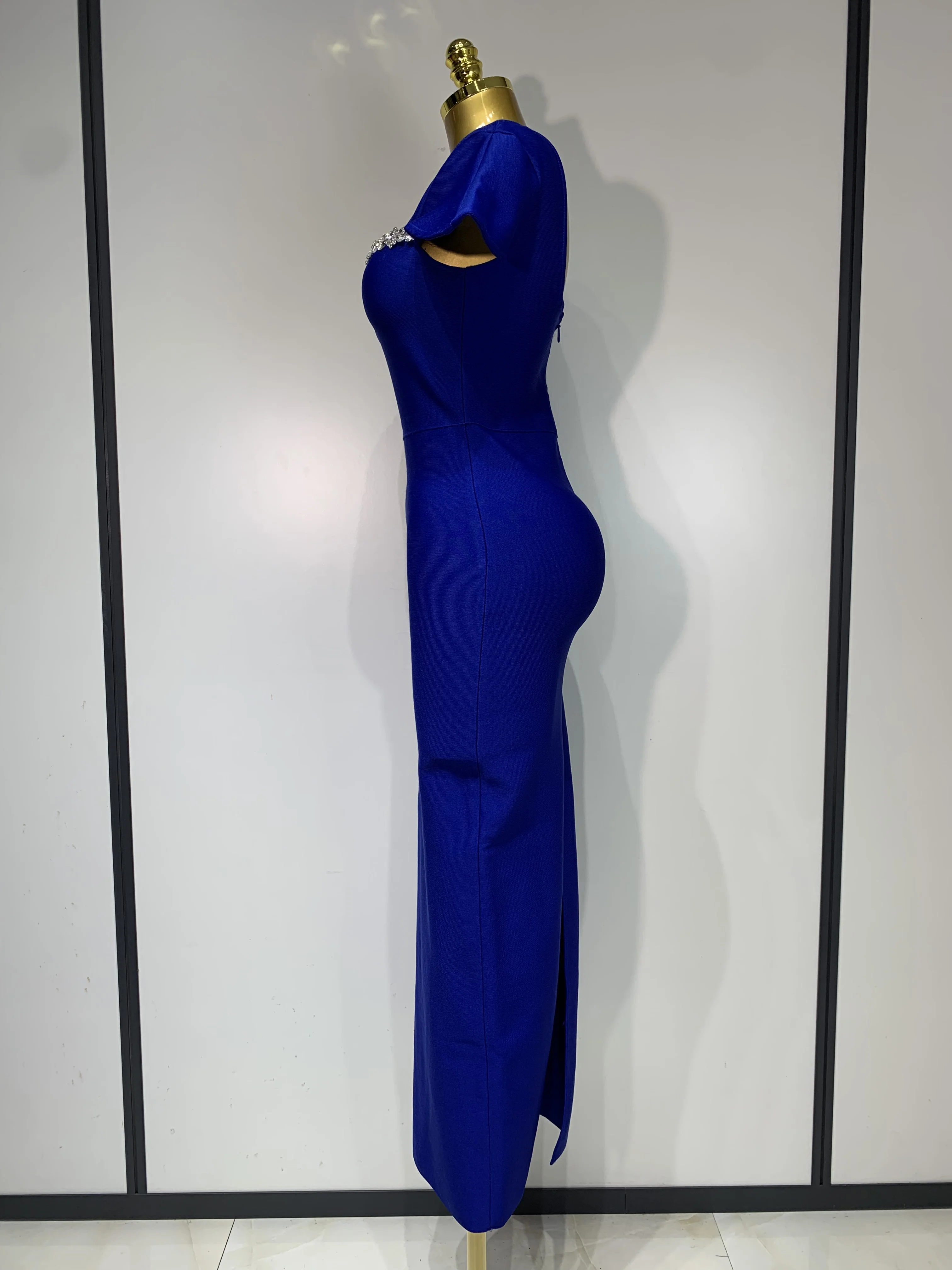 Women Celebrity Sexy Square Collar Bodycon Bandage Long Dress 2025 Luxury Birthday Dresses Knitted Elegant Evening Party Outfit