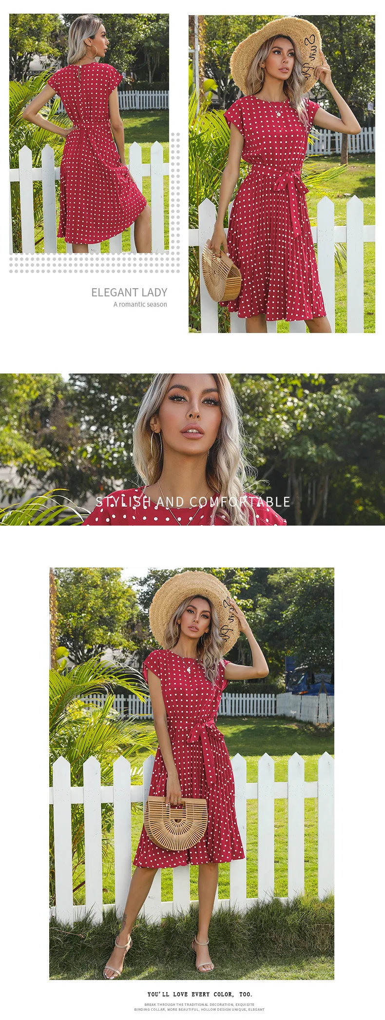 2022 New Summer Polka Dots Sleeveless Pleated Dresses For Women High Waist Midi Elegant Office Green Lady Dinner Party Clothes