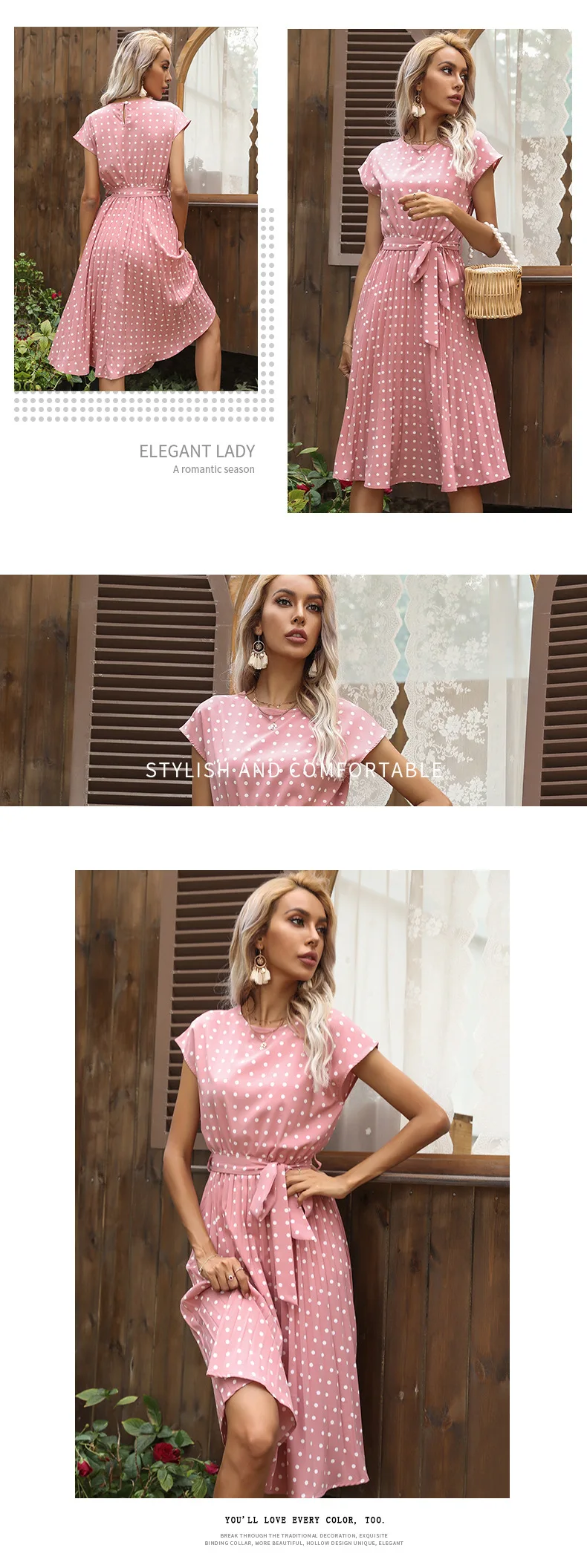2022 New Summer Polka Dots Sleeveless Pleated Dresses For Women High Waist Midi Elegant Office Green Lady Dinner Party Clothes