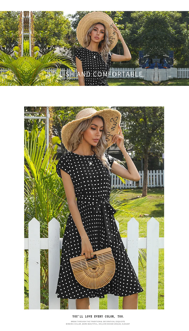 2022 New Summer Polka Dots Sleeveless Pleated Dresses For Women High Waist Midi Elegant Office Green Lady Dinner Party Clothes