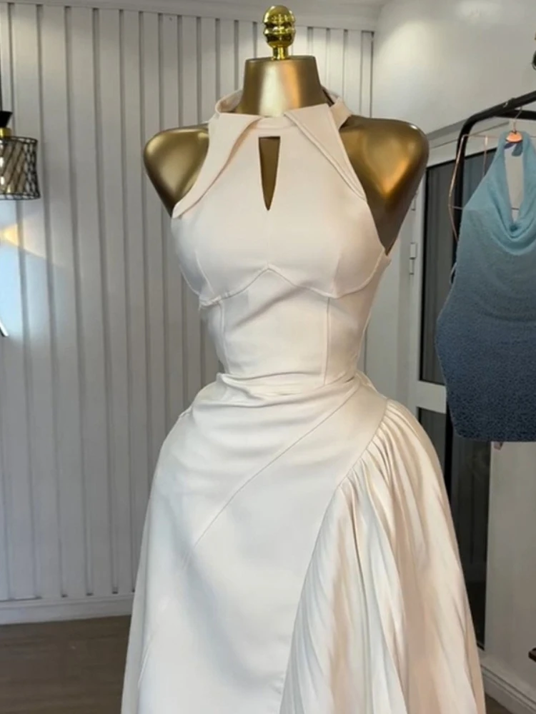 Fashion Sleeveless Midi Dresses for Women with Pleated Asymmetrical and Hollow Out Perfect for Cocktail Parties or Wedding Guest