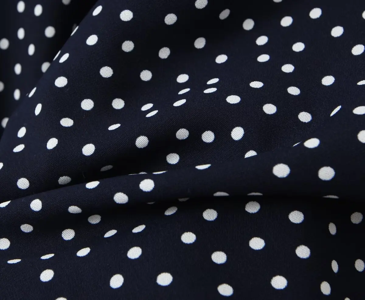 YENKYE 2025 Women Navy Blue Polka Dot Long Dress Lace Trim V Neck Short Sleeve A-line Elegant Holiday Dresses Summe Maxi Robe