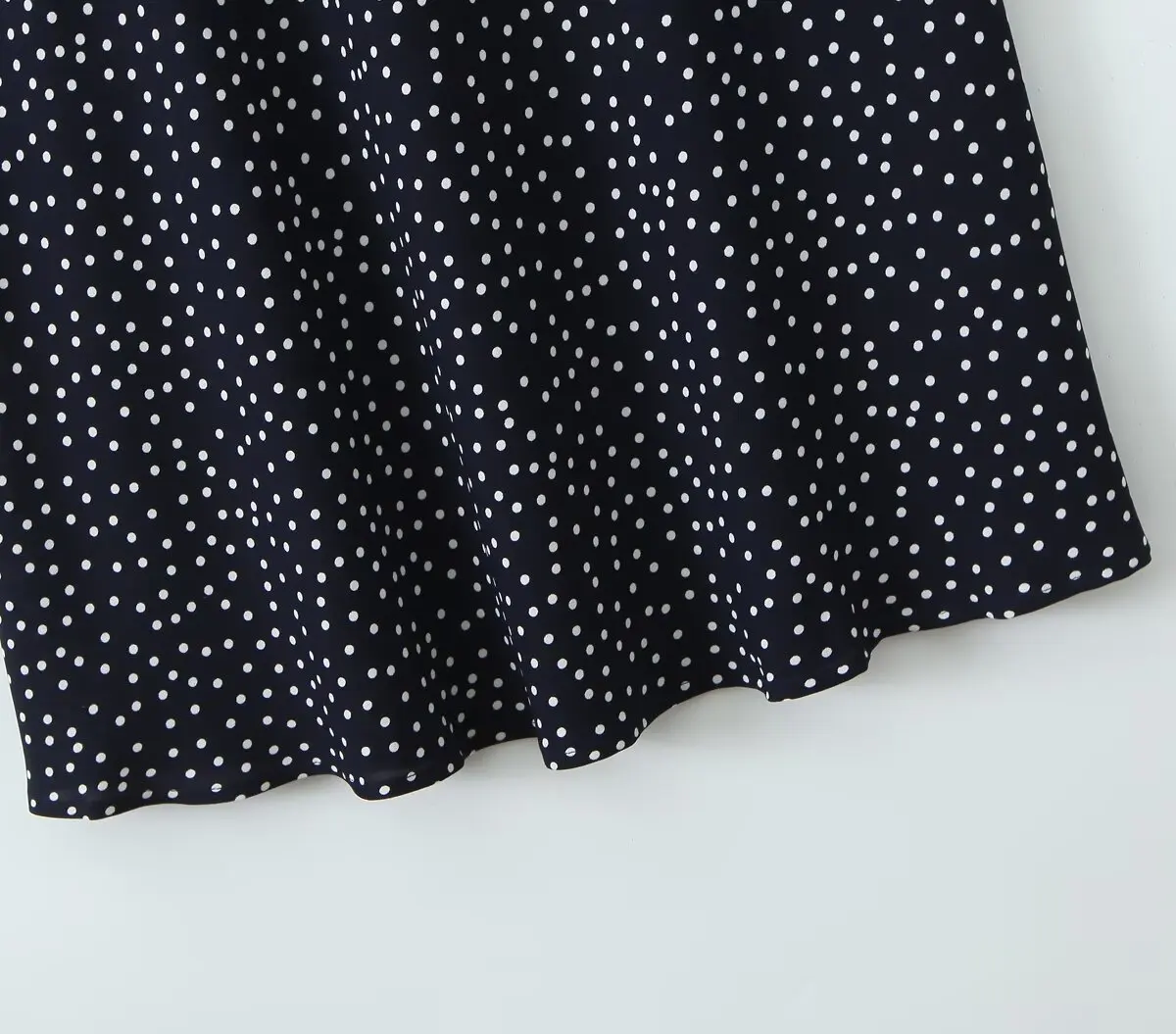 YENKYE 2025 Women Navy Blue Polka Dot Long Dress Lace Trim V Neck Short Sleeve A-line Elegant Holiday Dresses Summe Maxi Robe