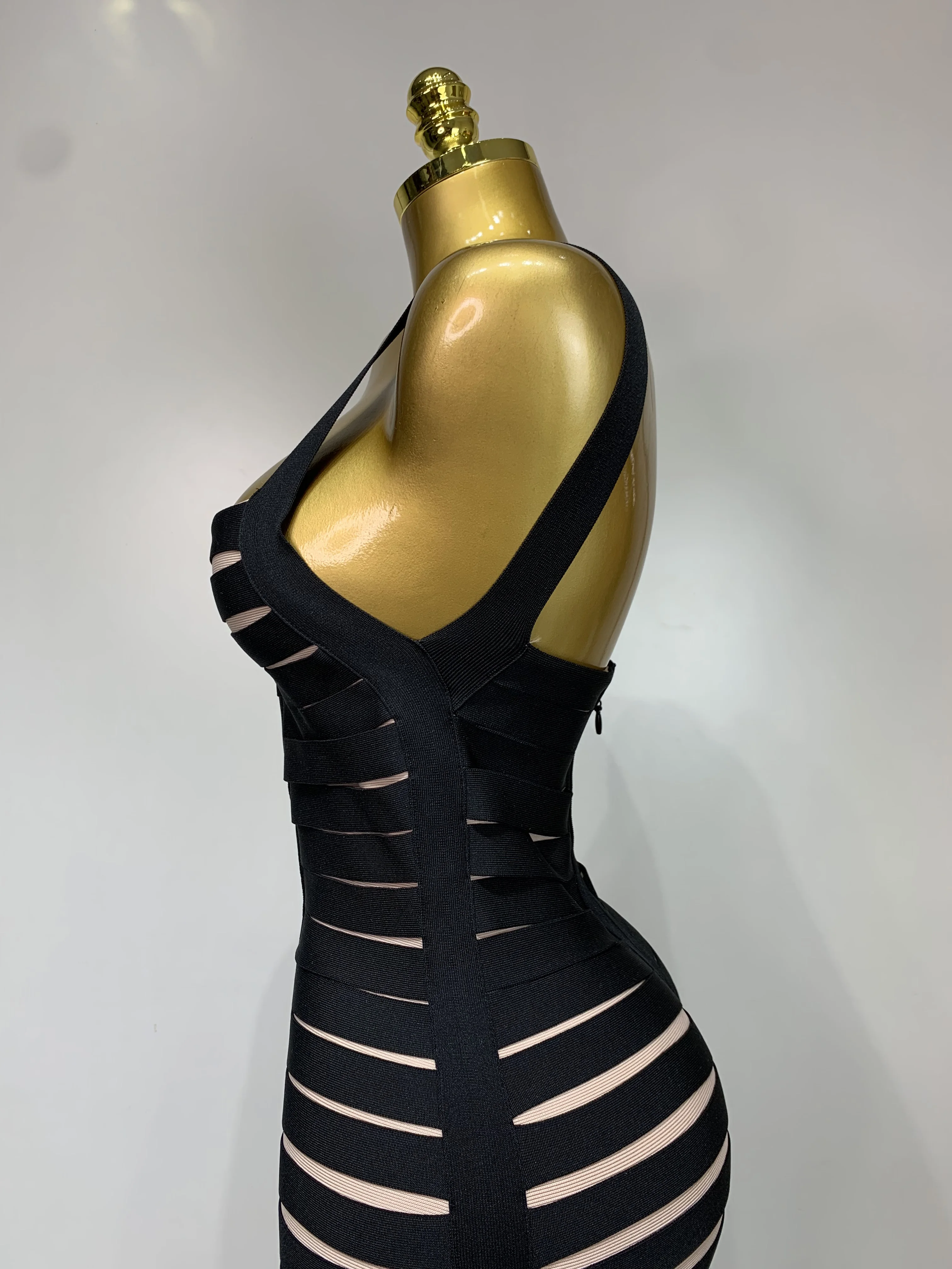 Women Sexy Sleeveless Square Collar Black Tassel Long Bandange Dresses Elegant Evening Party Birthday Gown Design Club Dress