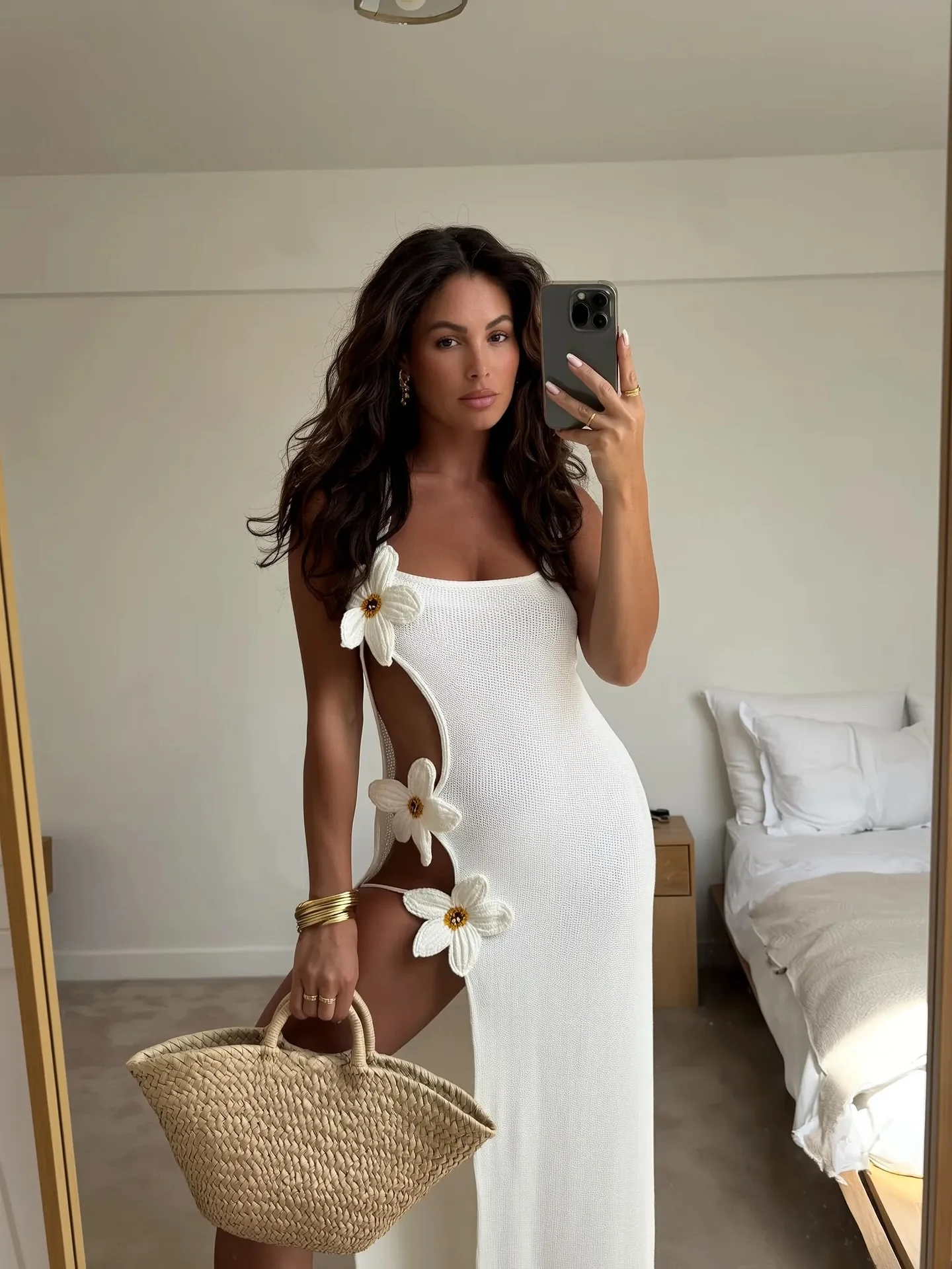 New Sexy Women Cut Out Maxi Dresses Sleeveless Knitting Cover Up Dress Summer Party Evening Female Vestidos