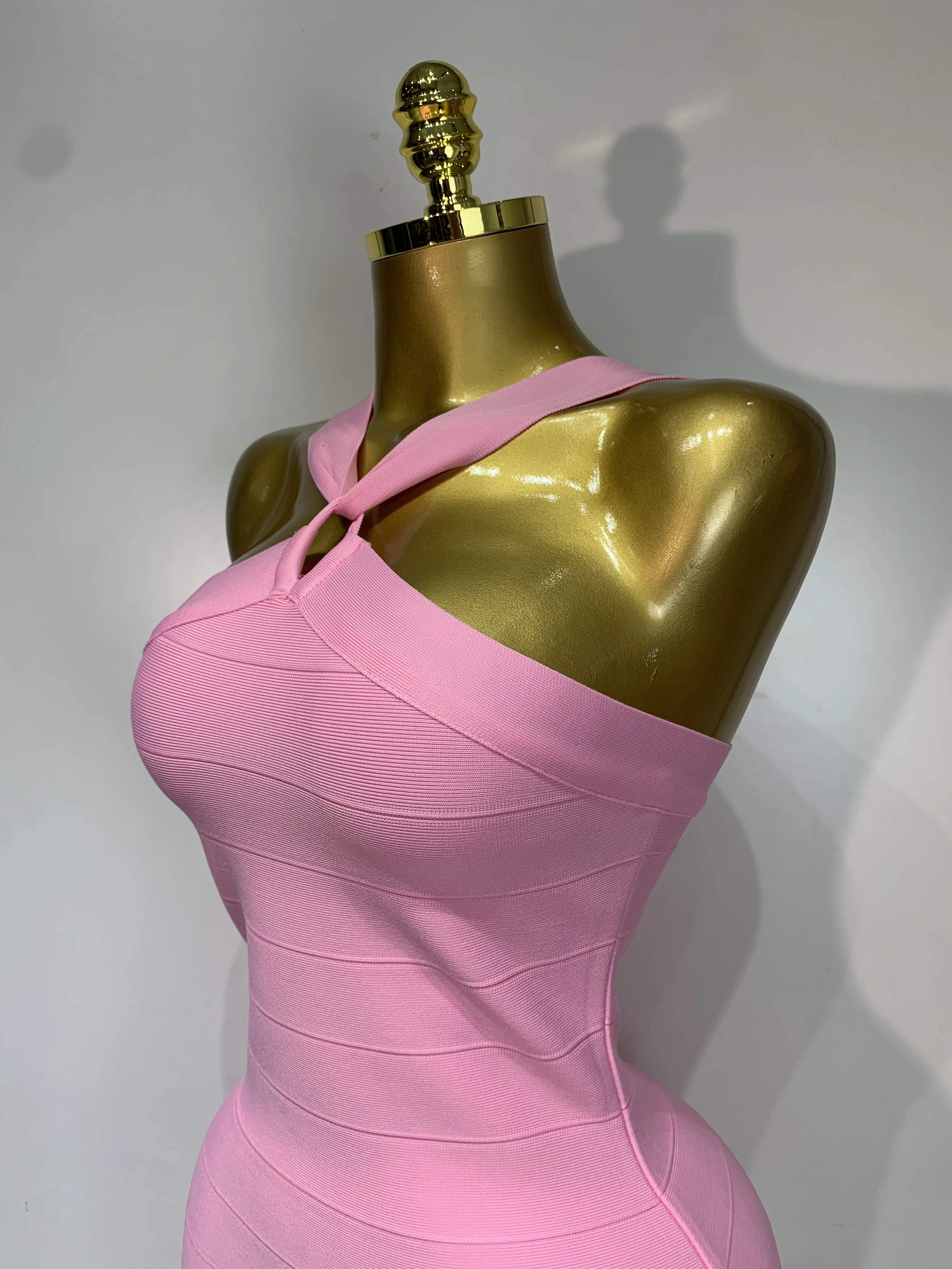 Women Sexy Backless Pink Bodycon Mini Bandage Dresses Elegant Evening Party Luxury Birthday Nightclub Cocktail Prom Gown